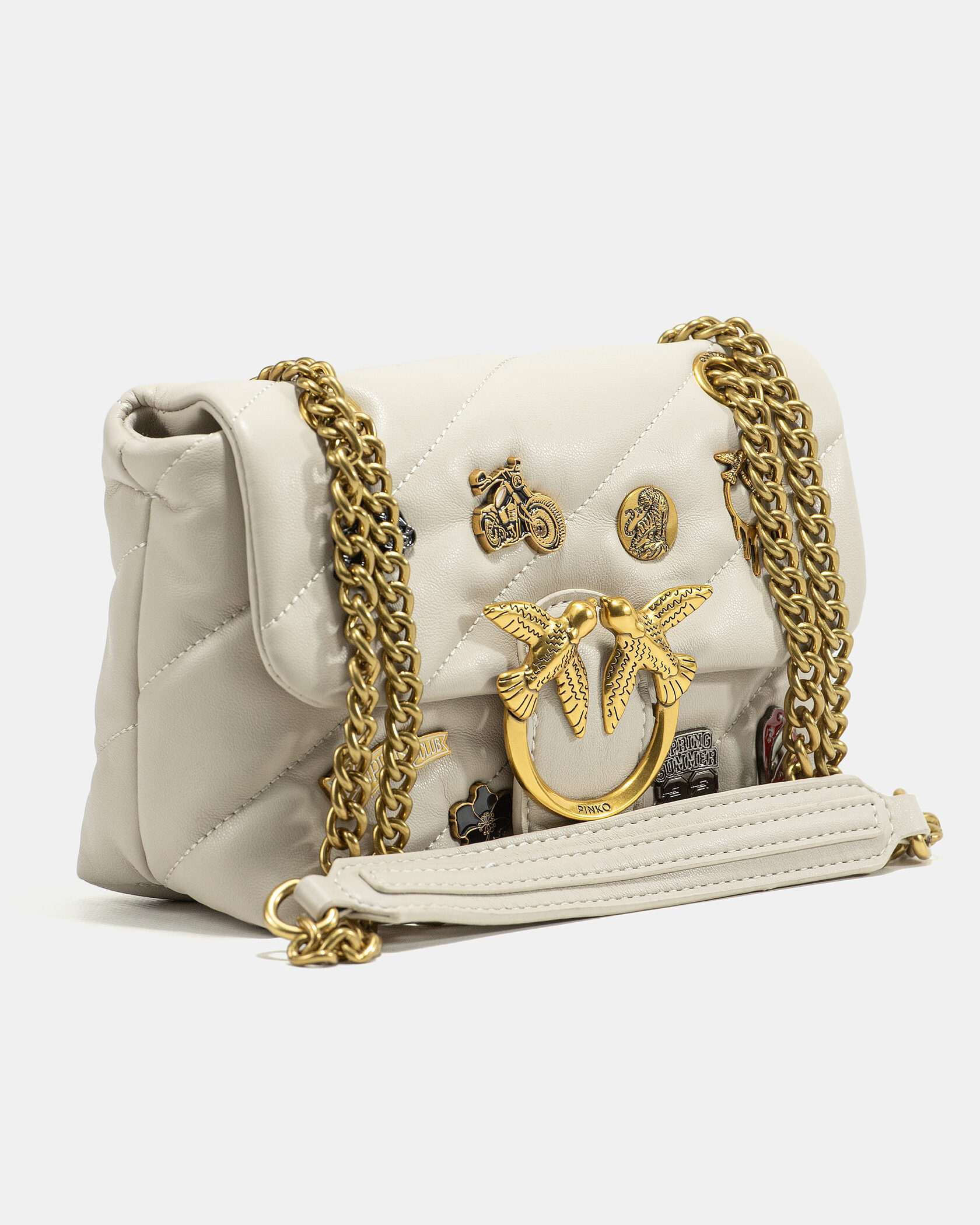 Pinko Milk Quilted Leather Love Mini Puff Pins - 5