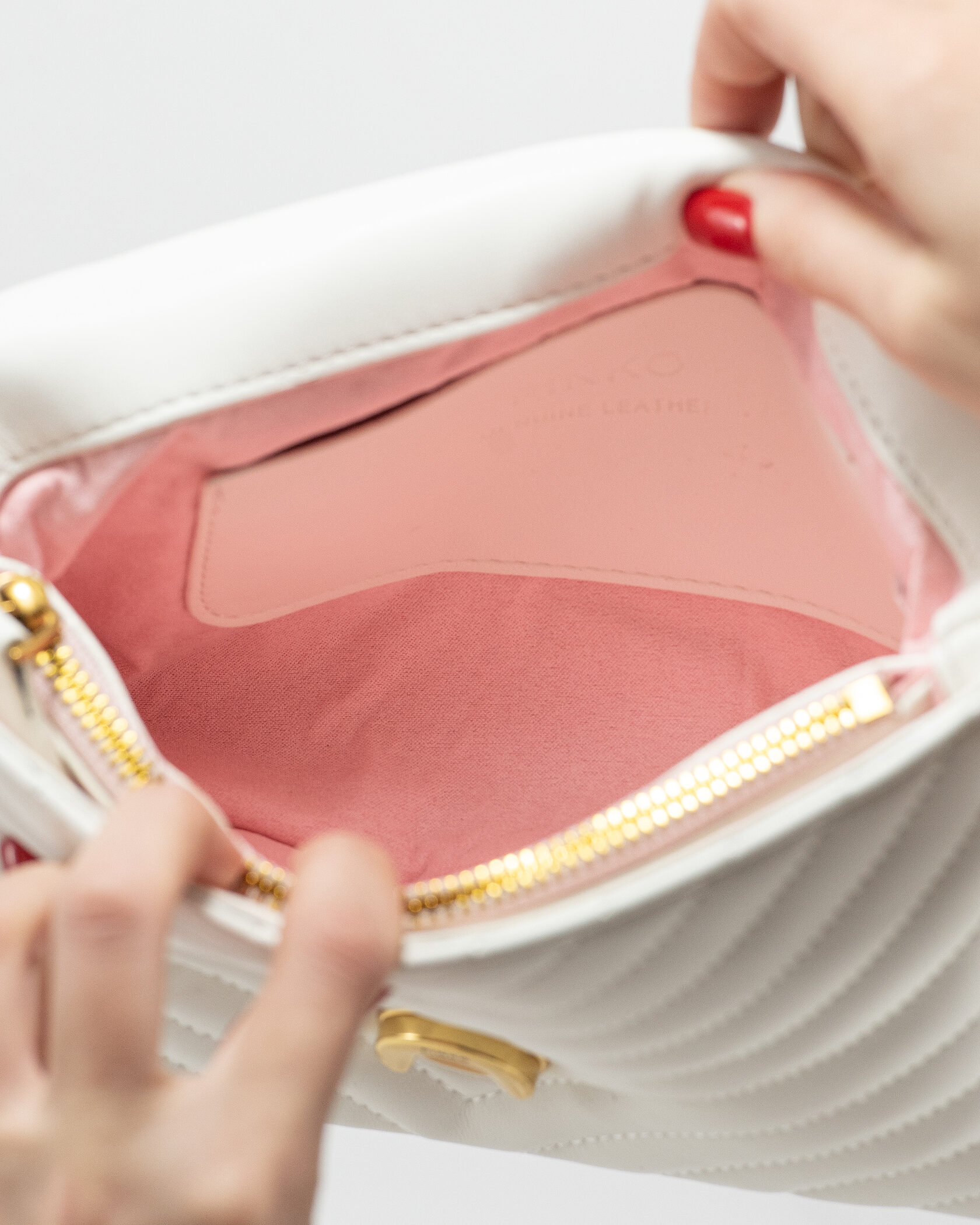 Pinko Mini Classic Lady Love Bag Puff Chevron White/Gold - 14