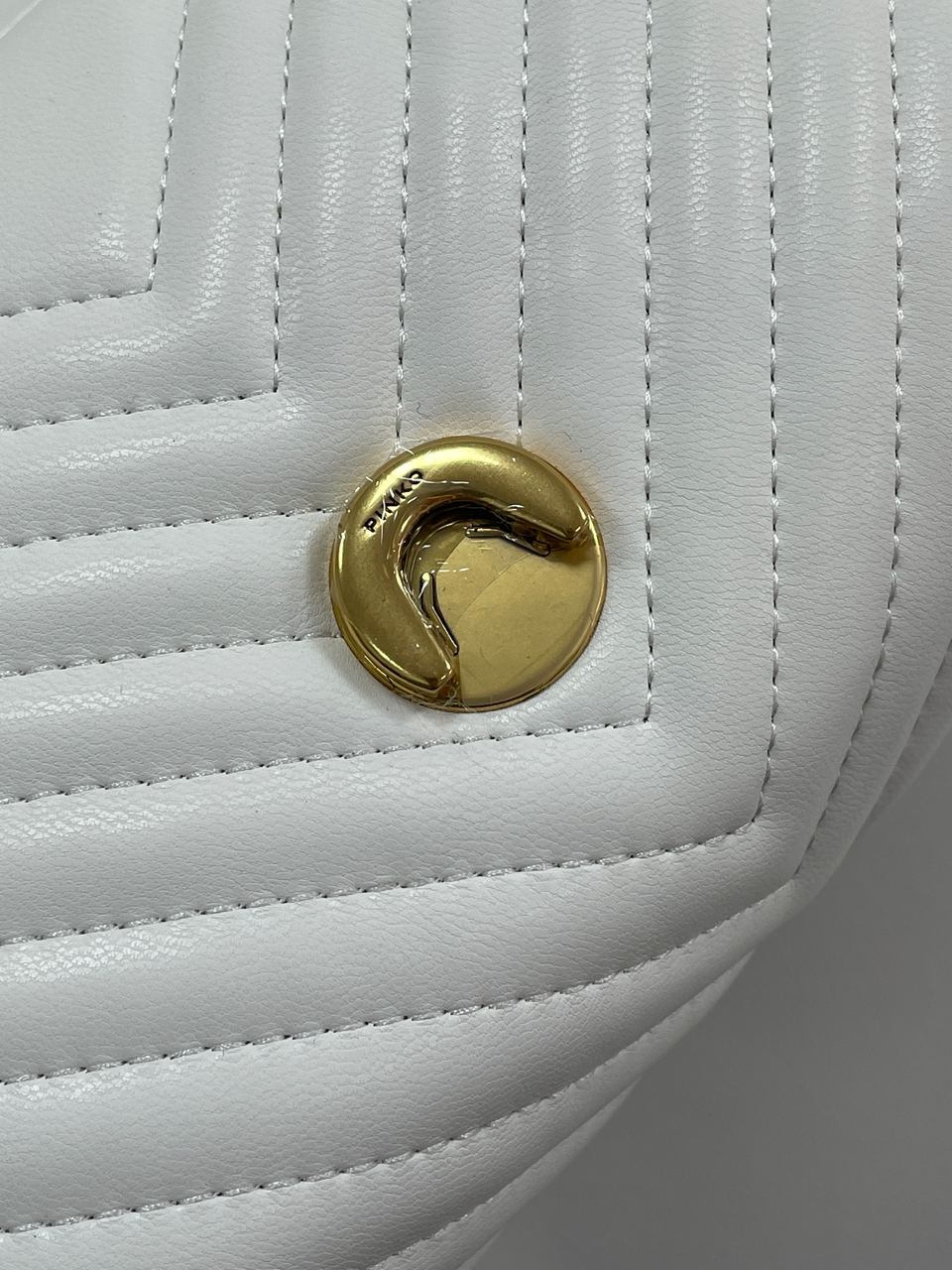 Pinko Mini Classic Lady Love Bag Puff Chevron White/Gold - 11