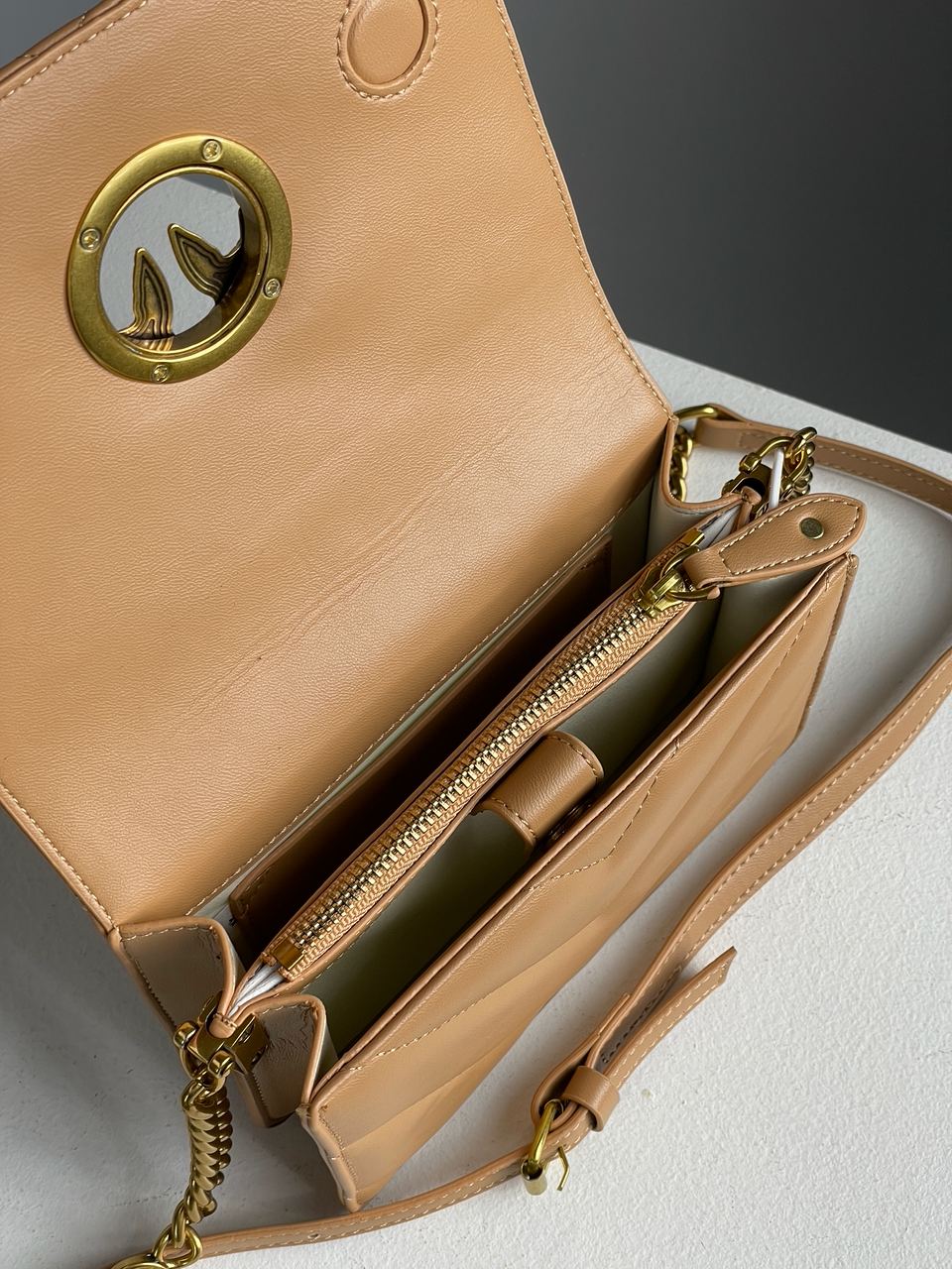Pinko Mini Love Bag Click Big Chevron Beige - 20