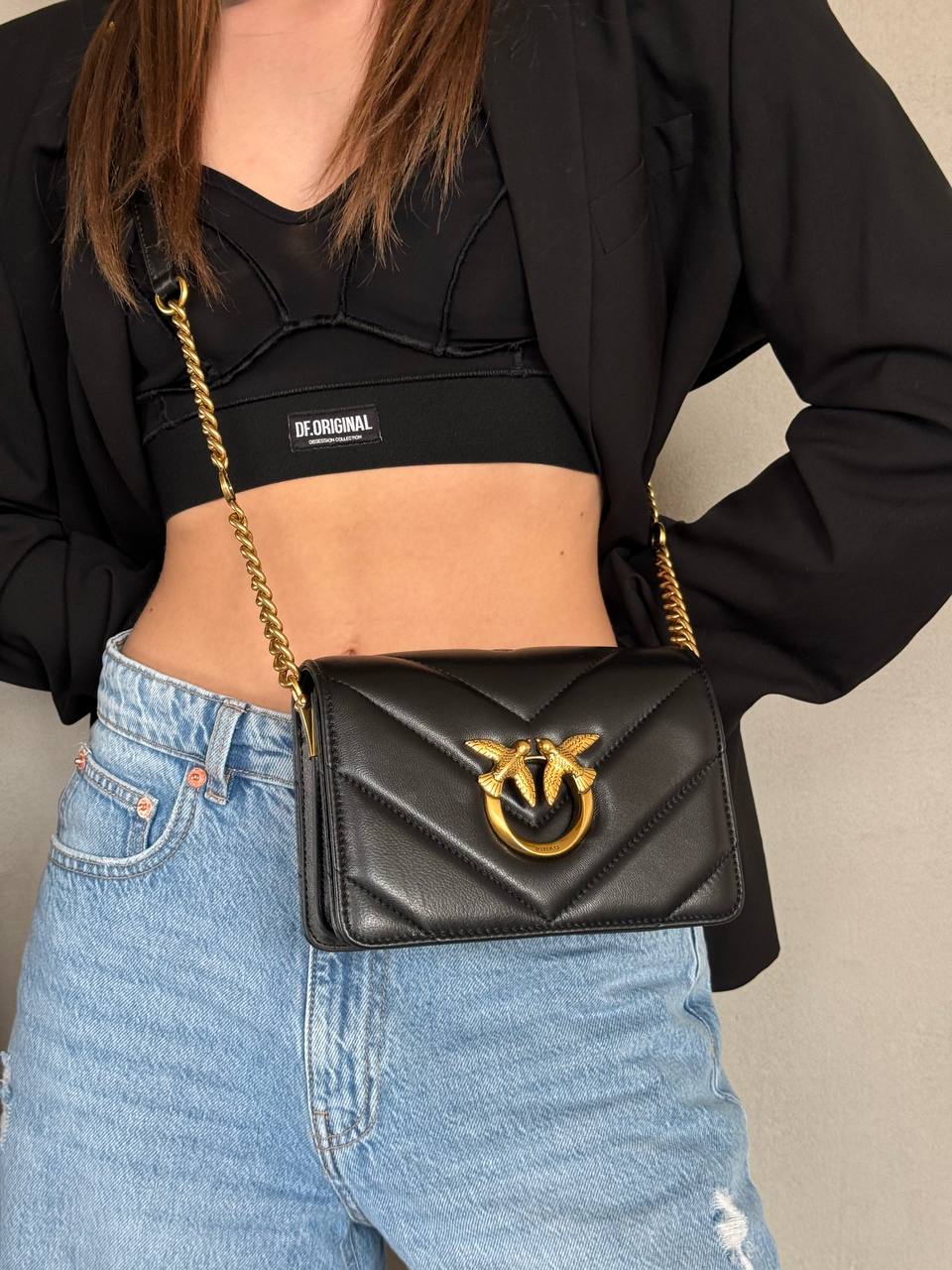 Pinko Mini Love Bag Click Big Chevron Black - 4