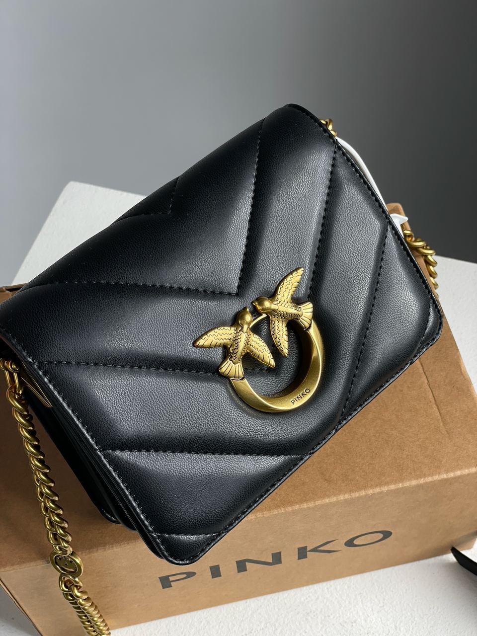 Pinko Mini Love Bag Click Big Chevron Black - 8