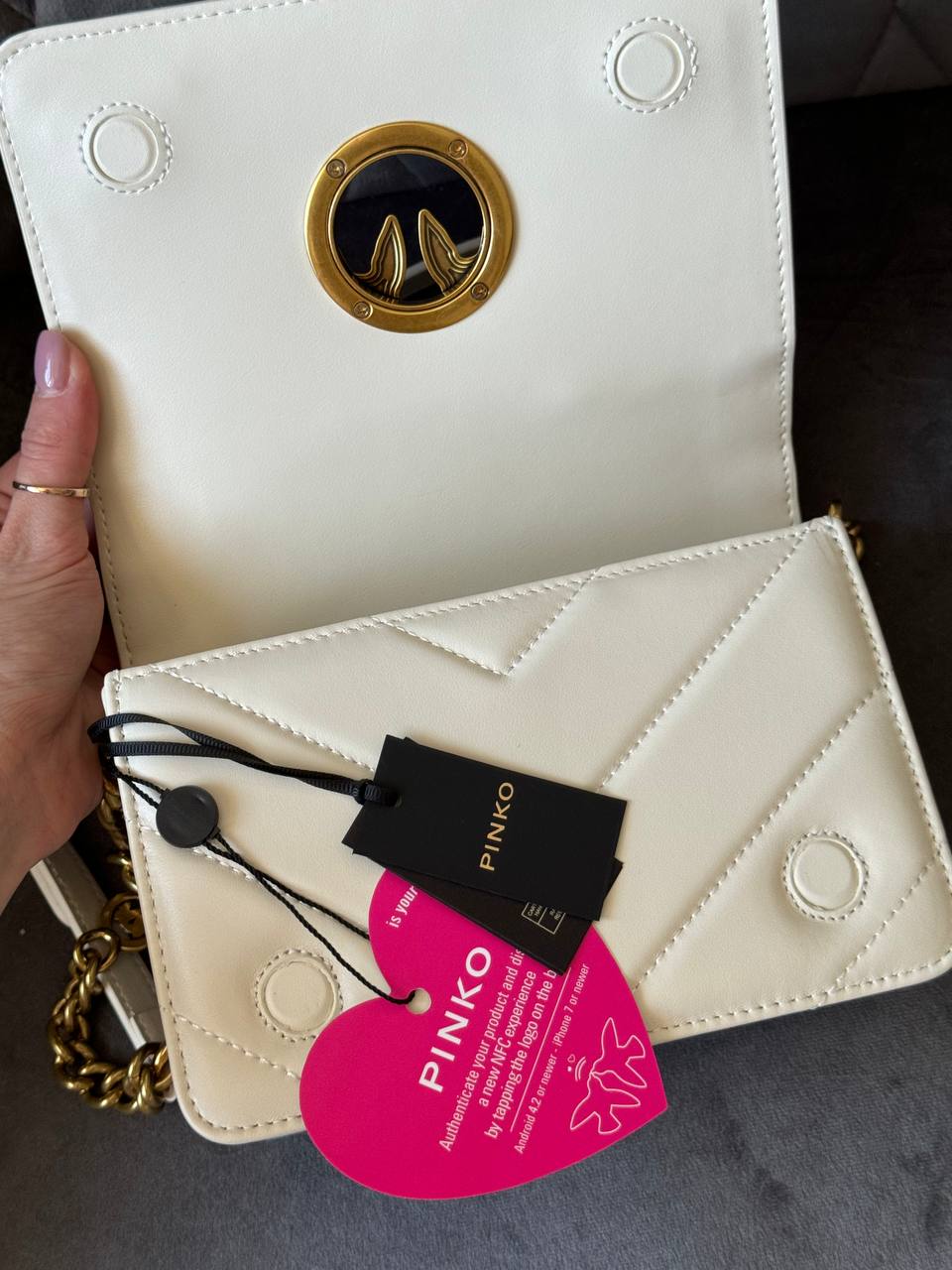 Pinko Mini Love Bag Click Big Chevron White - 4