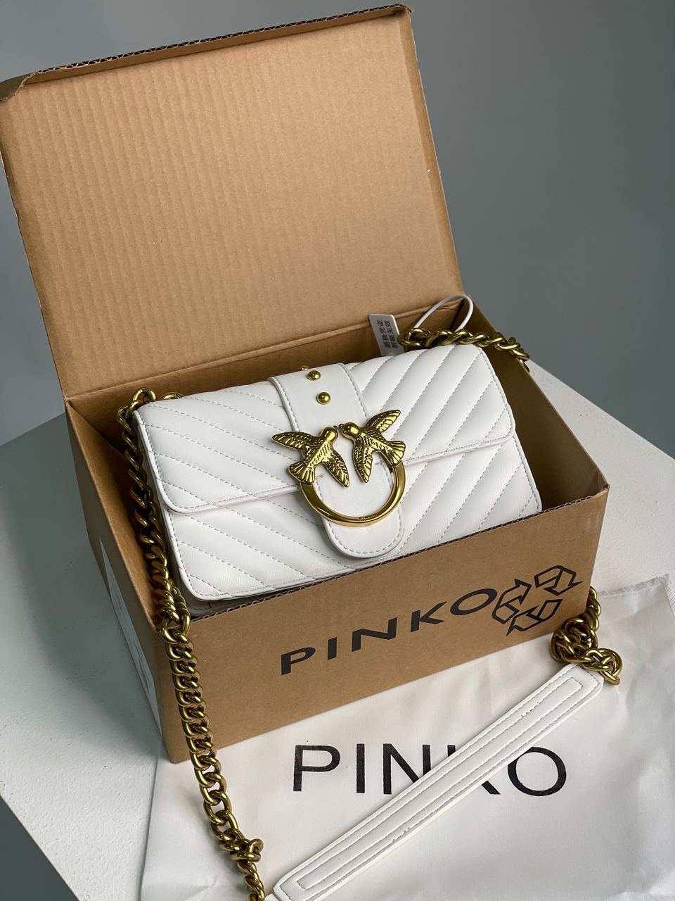 Pinko Mini Love Bag One Simply Puff White/Gold - 2