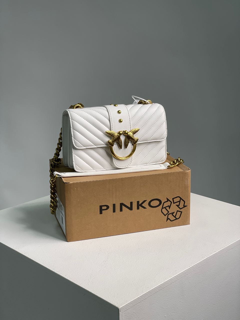 Pinko Mini Love Bag One Simply Puff White/Gold - 3