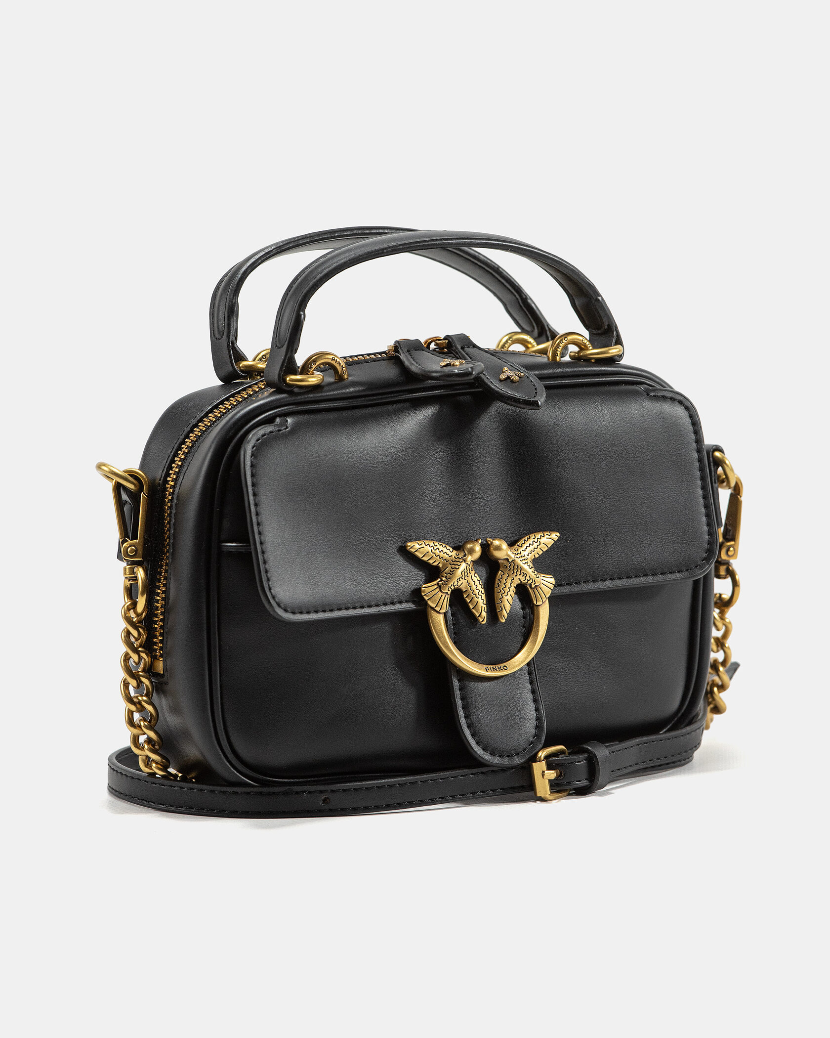 Pinko Square Simply Mini Calfskin Bag Black - 5