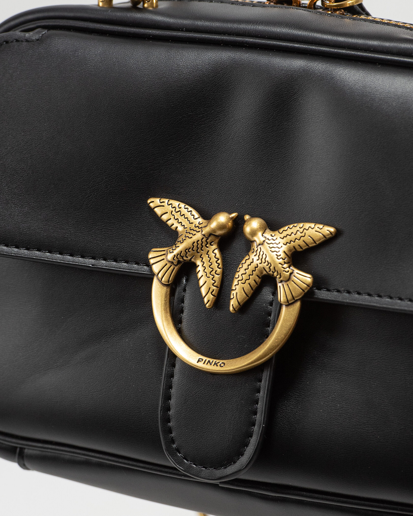 Pinko Square Simply Mini Calfskin Bag Black - 6