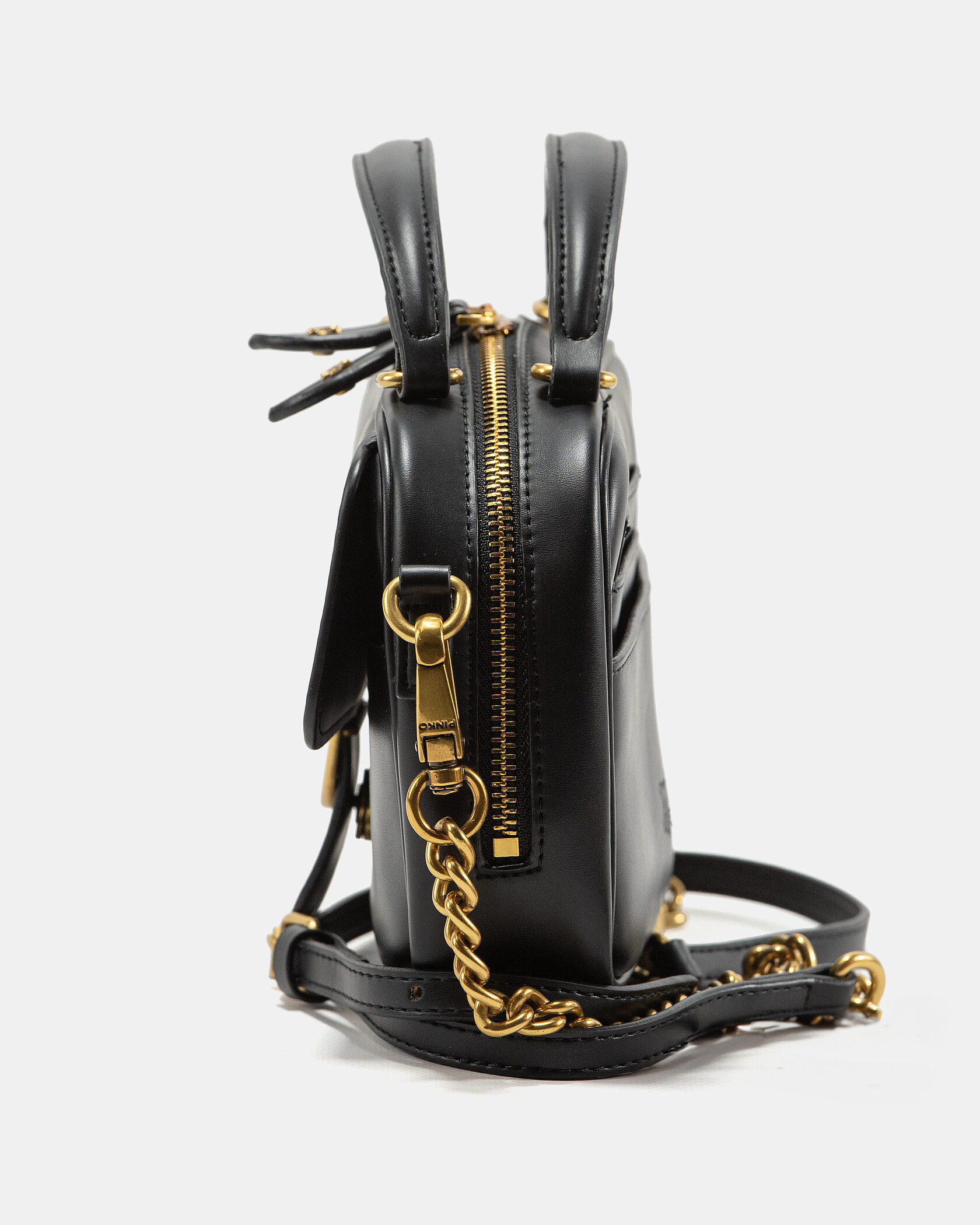 Pinko Square Simply Mini Calfskin Bag Black - 9