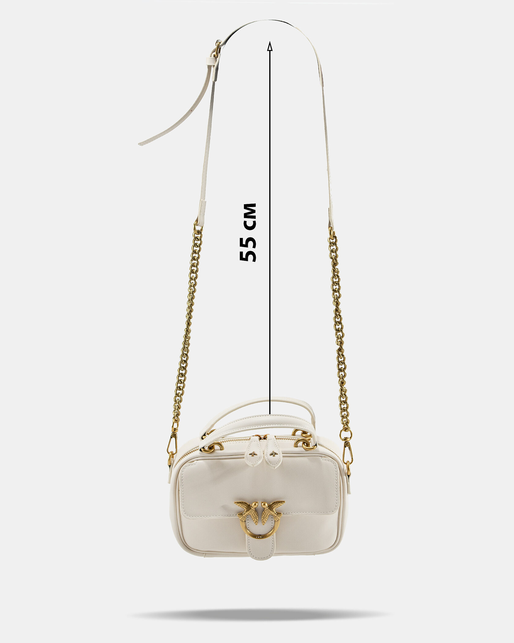 Pinko Square Simply Mini Calfskin Bag Cream - 4