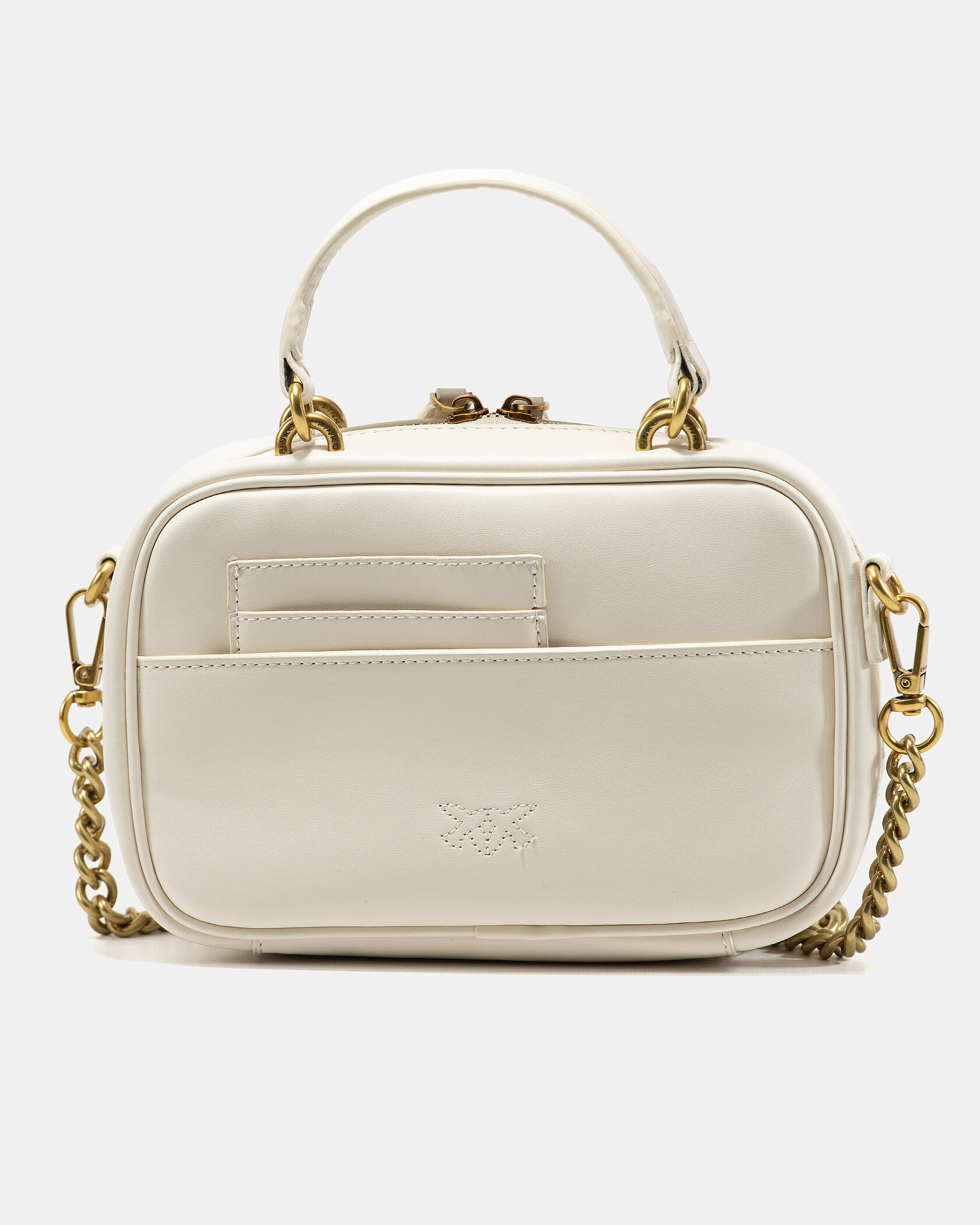 Pinko Square Simply Mini Calfskin Bag Cream - 7