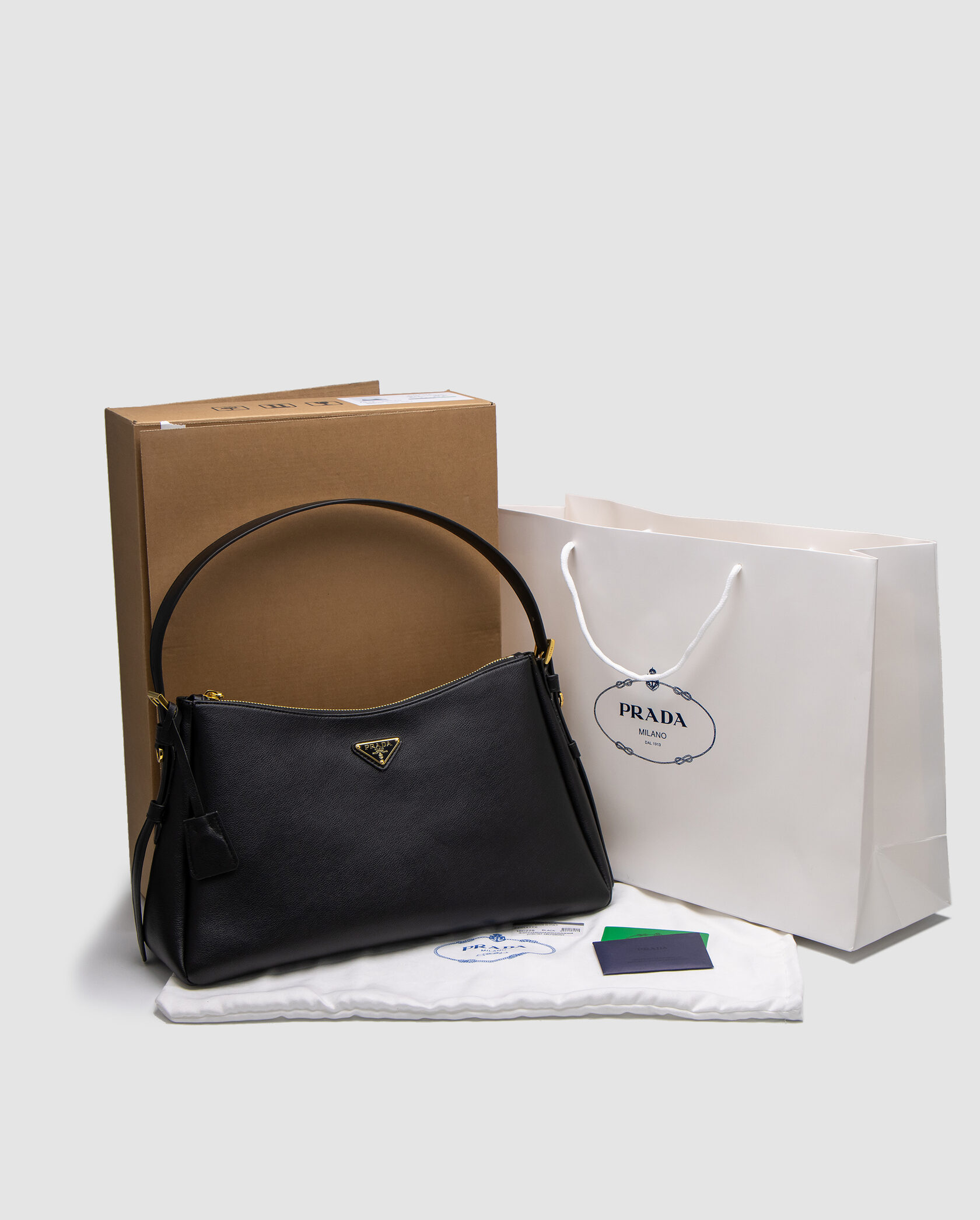 Prada Aimée Large Leather Shoulder Bag - 2