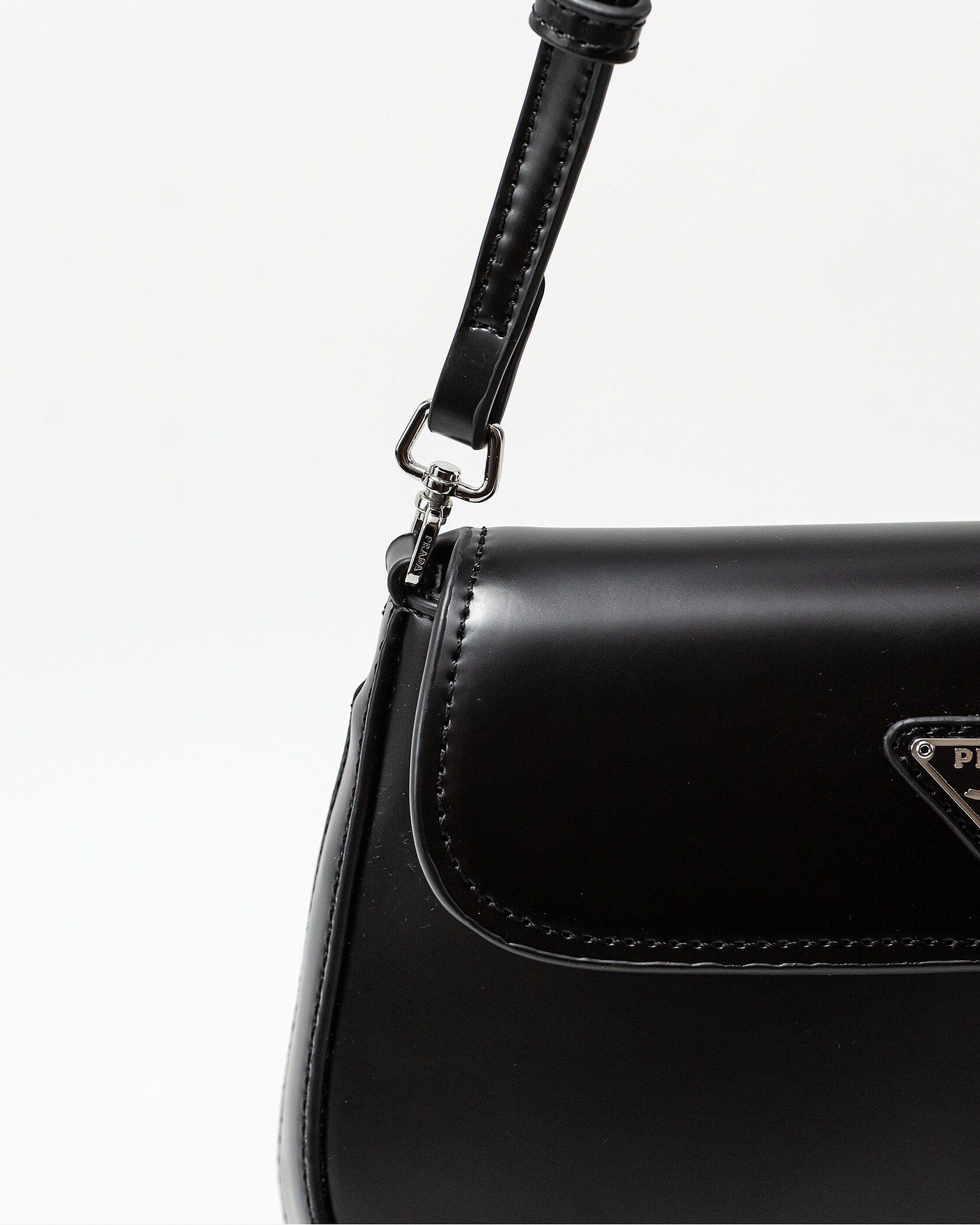 Prada Cleo Lacquered Leather Mini Bag Black - 9