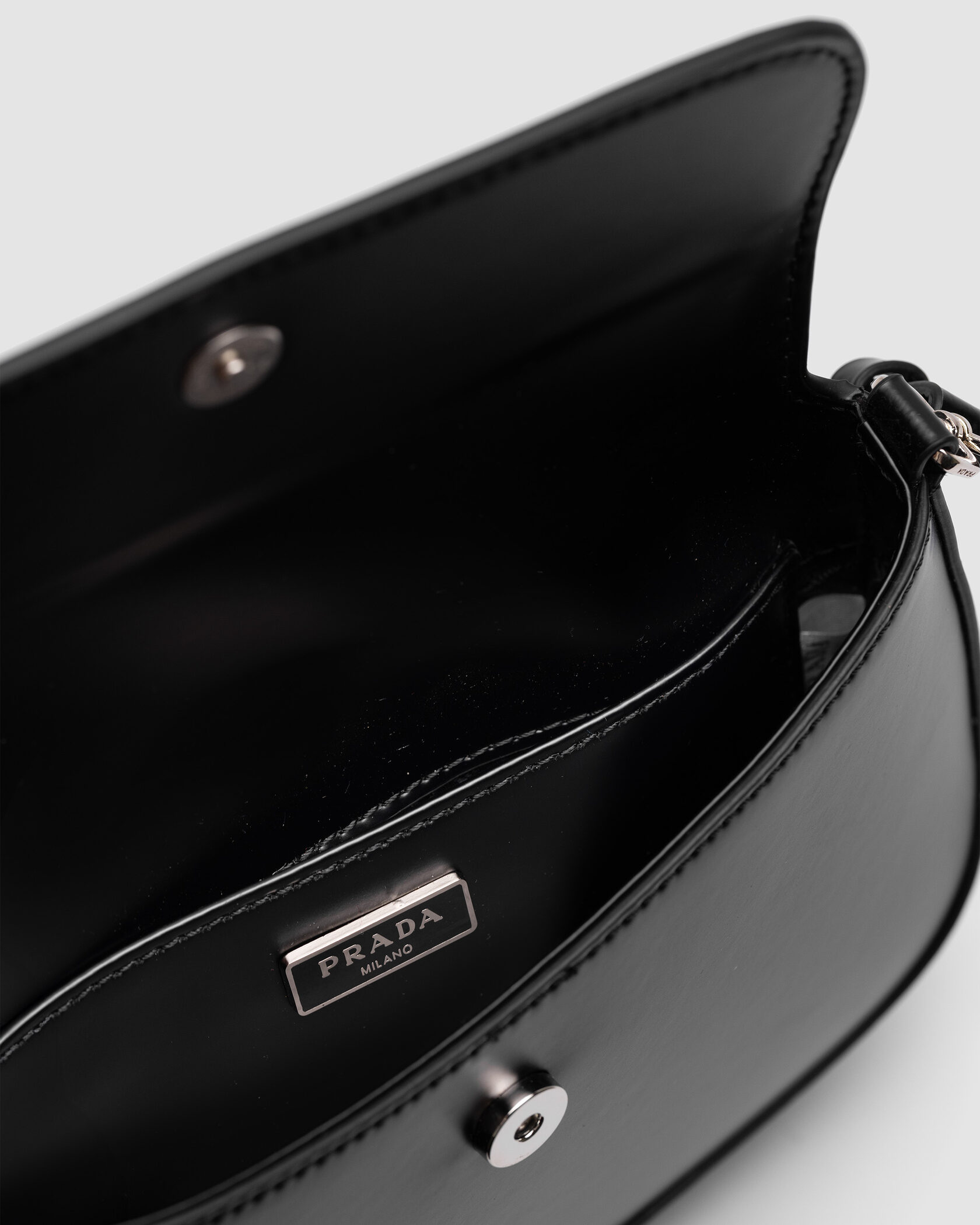 Prada Cleo Lacquered Leather Mini Bag Black - 6