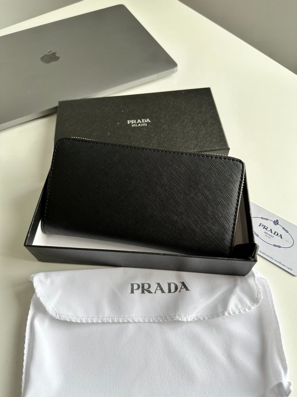 Prada Leather Round Zippy Long Wallet Nero Black - 7