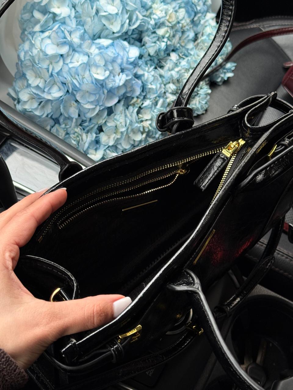 Prada Medium Leather Handbag Black - 13