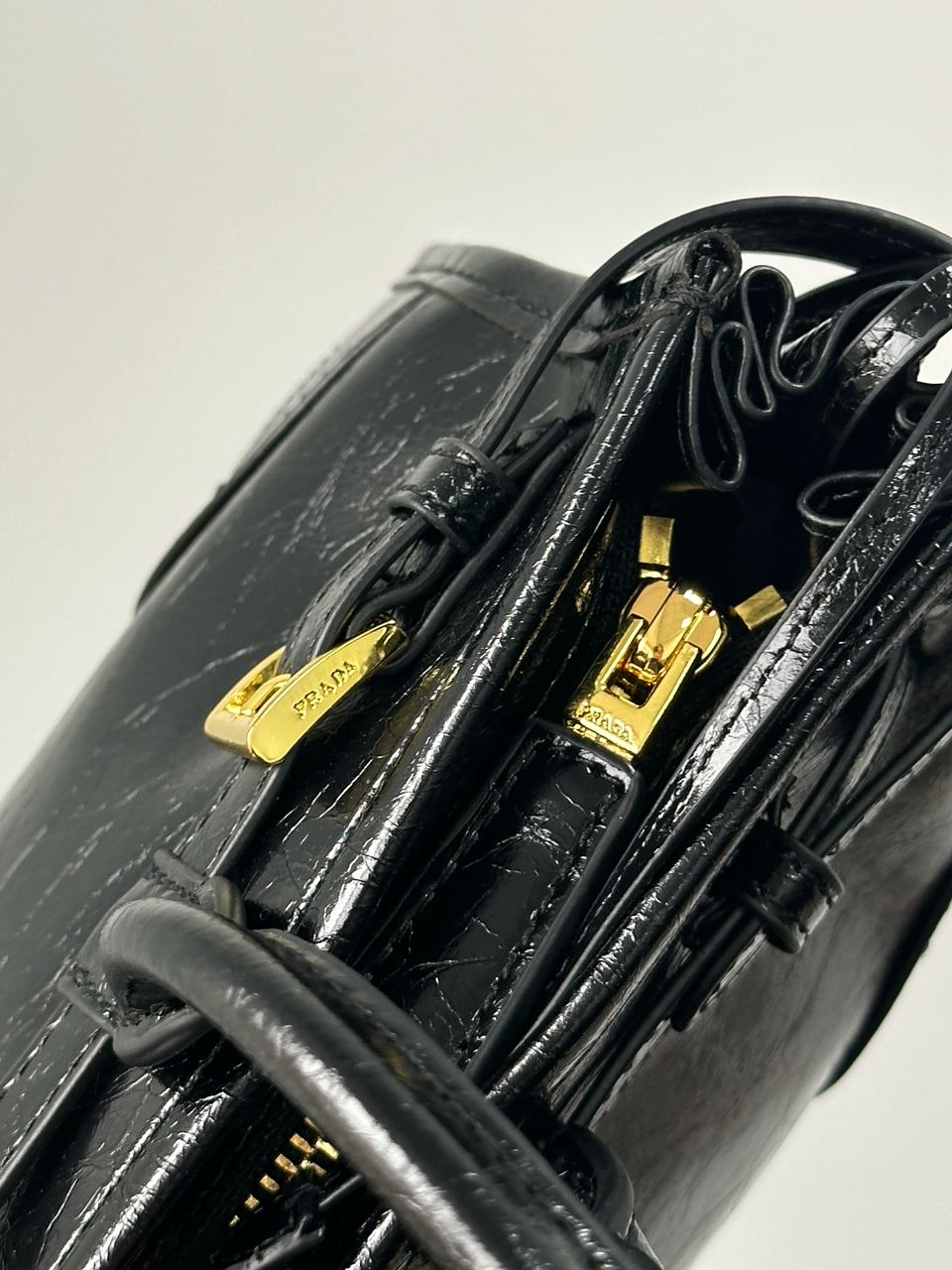 Prada Medium Leather Handbag Black - 11