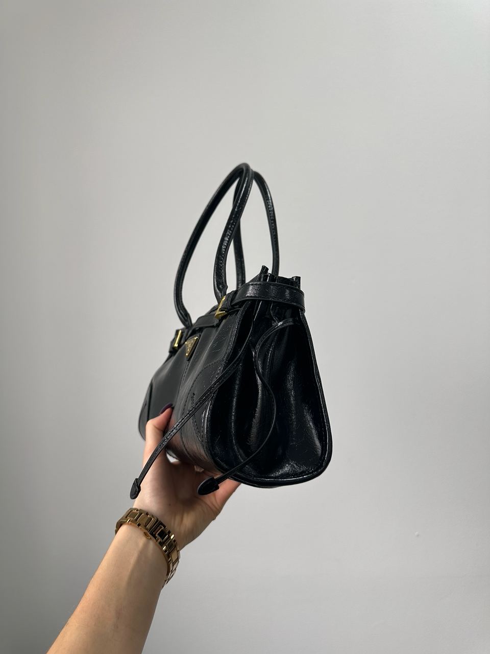 Prada Medium Leather Handbag Black - 8