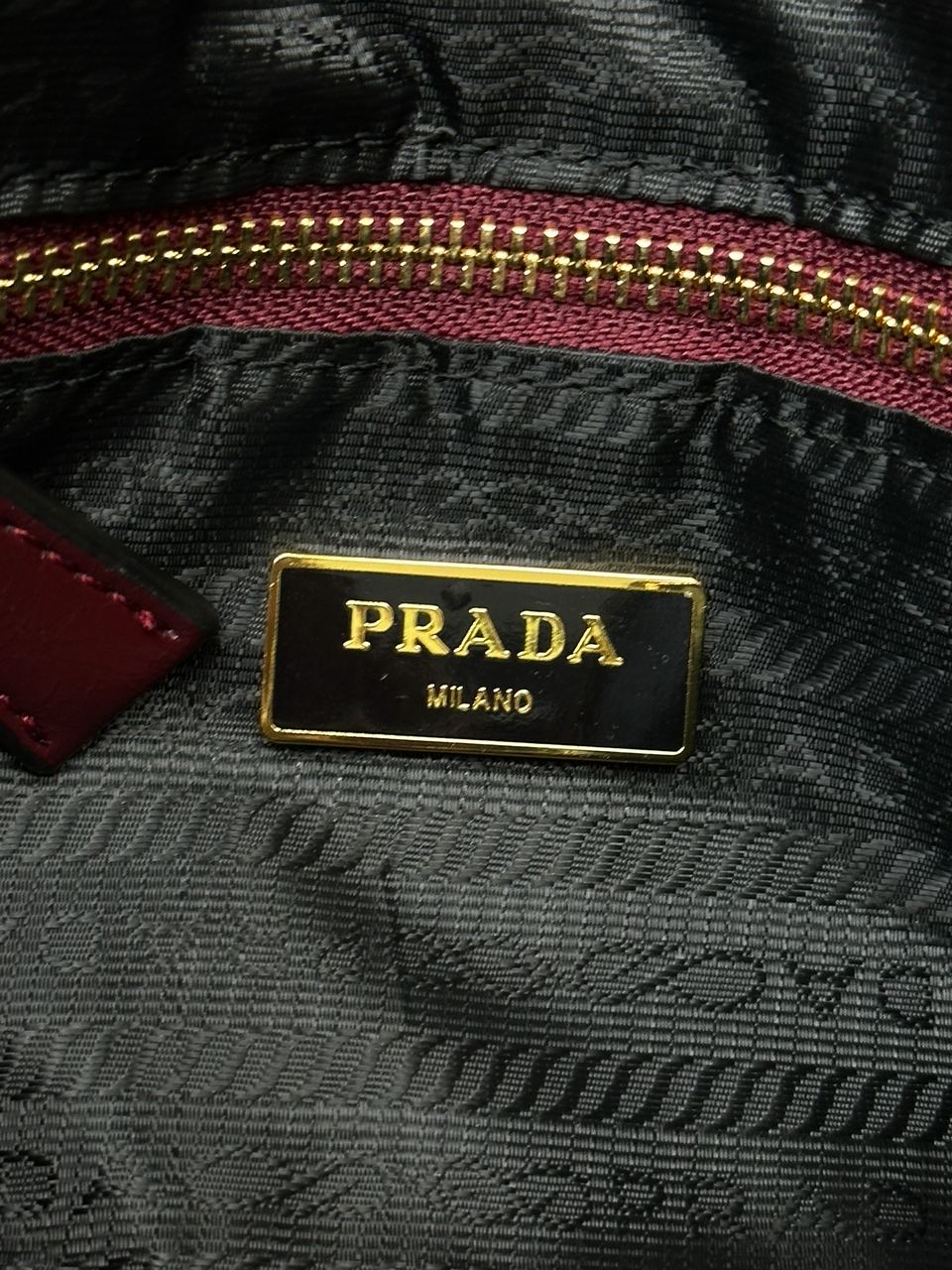 Prada Medium Leather Handbag Burgundy - 14