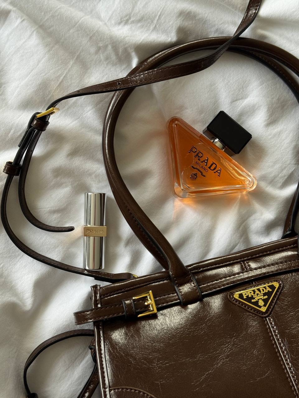 Prada Medium Leather Handbag Chocolate - 8