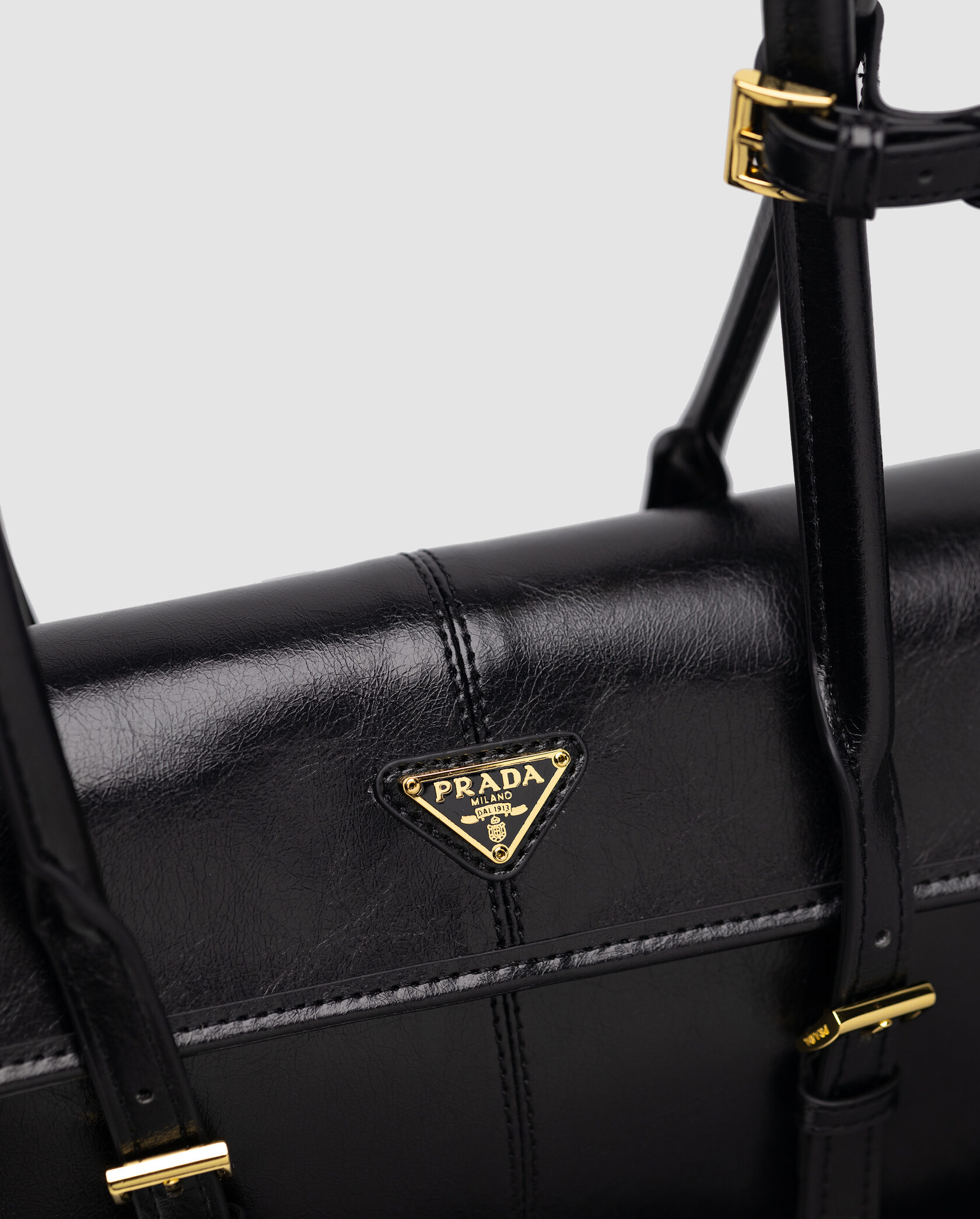 Prada Medium Leather Shoulder Bag Black - 2