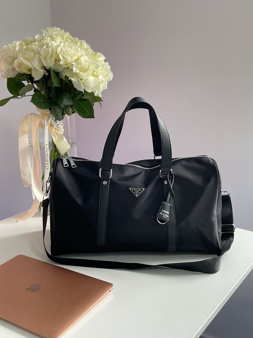 Prada Re-Nylon and Brushed Leather Duffel Bag - 2