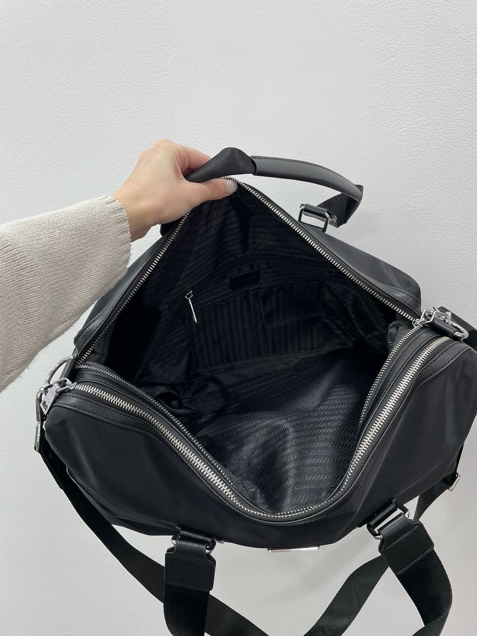 Prada Re-Nylon and Saffiano Leather Duffle Bag - 13