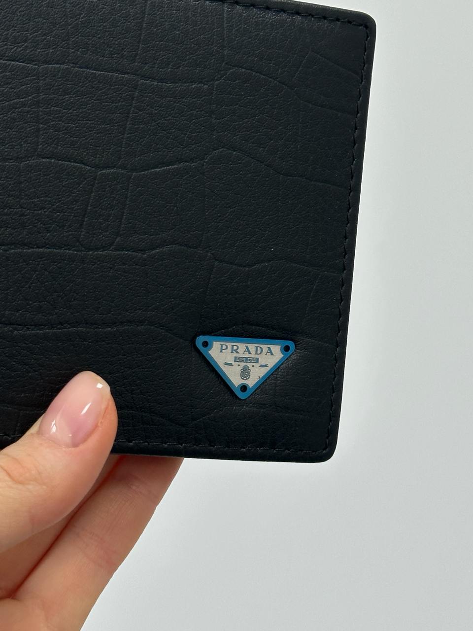 Prada Saffiano Leather Wallet Crocodile Embossed in Black - 10