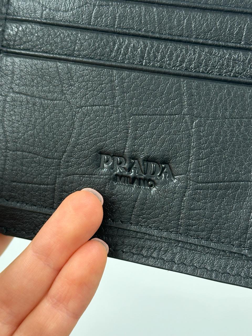 Prada Saffiano Leather Wallet Crocodile Embossed in Black - 13