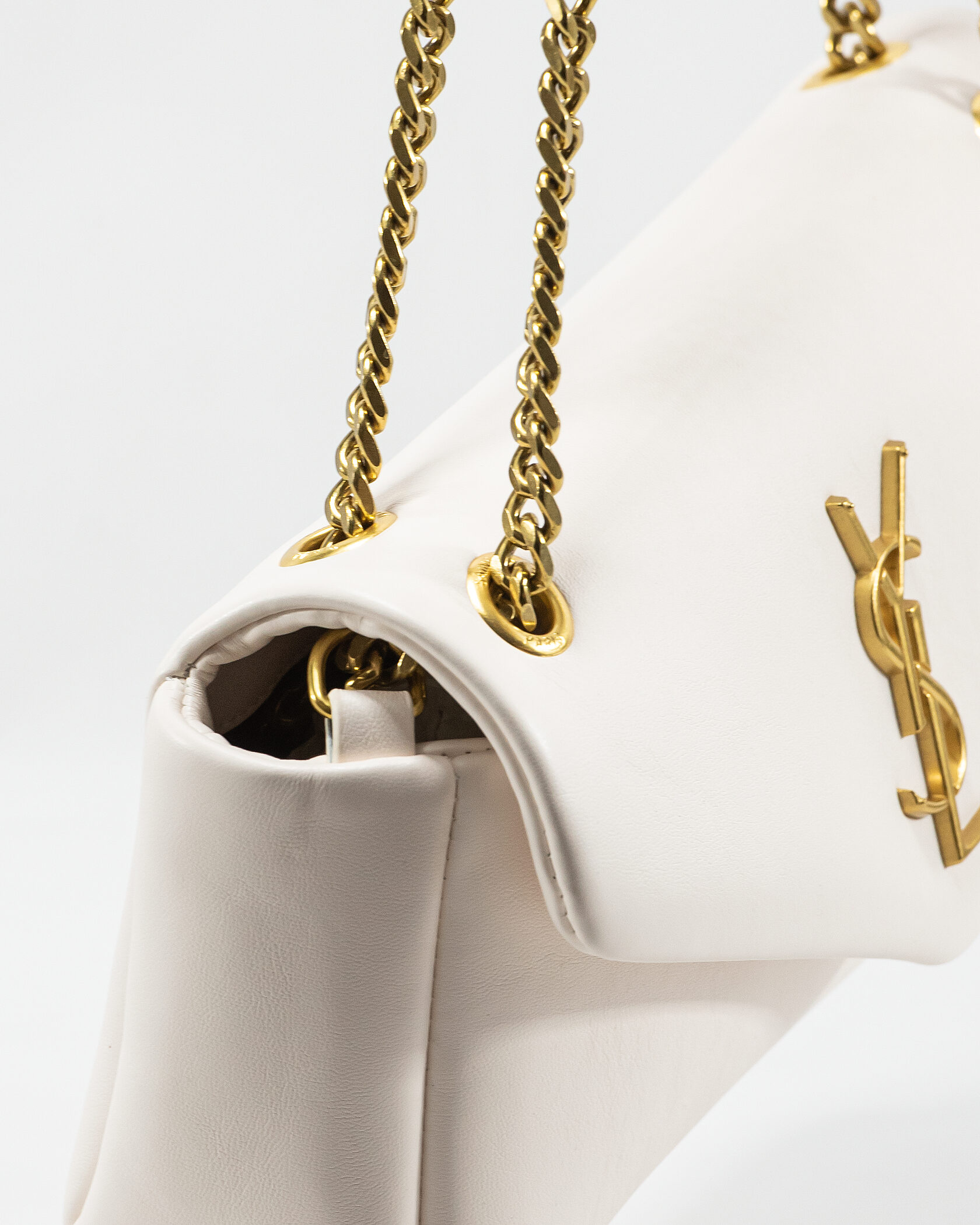 Saint Laurent Calypso In Plunged Lambskin White - 11