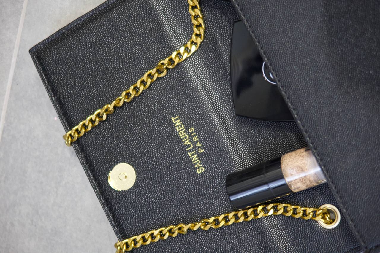 Saint Laurent Cassandra Small Shoulder Bag in Black Leather with Gold Hardware - 17