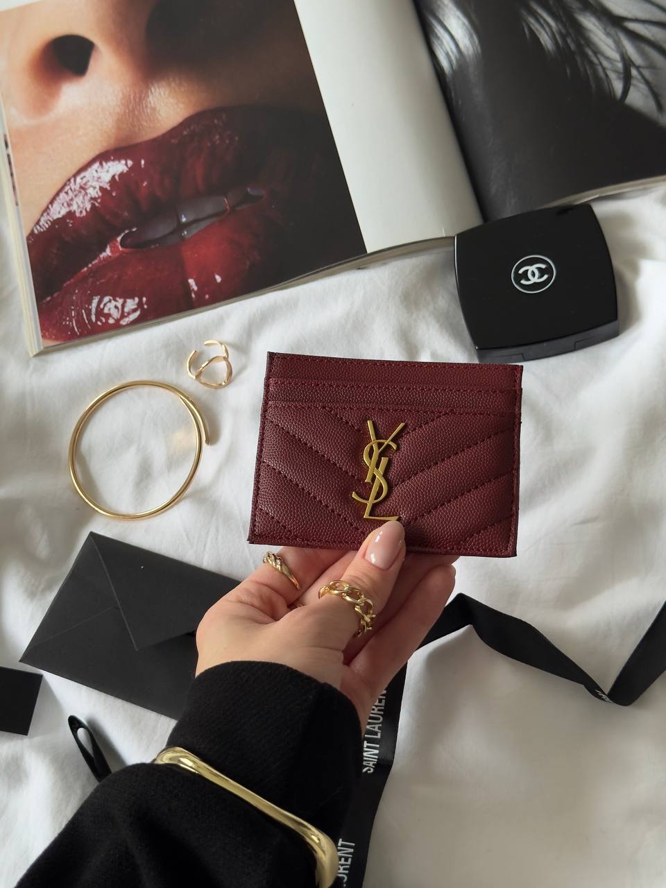 Saint Laurent Cassandre Matelassé Card Case - 3