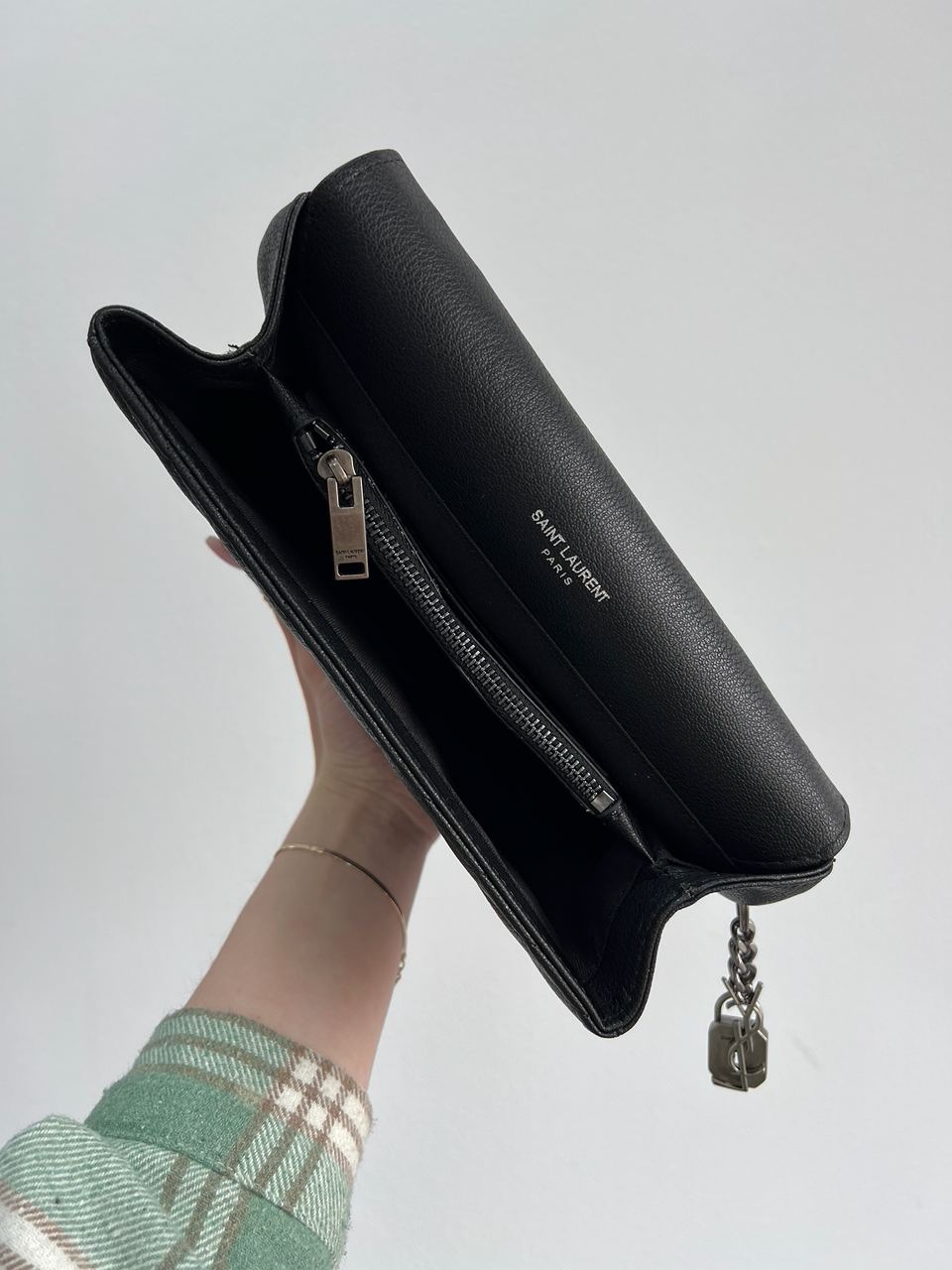 Saint Laurent College Medium in Quilted Leather Black/Silver - 10