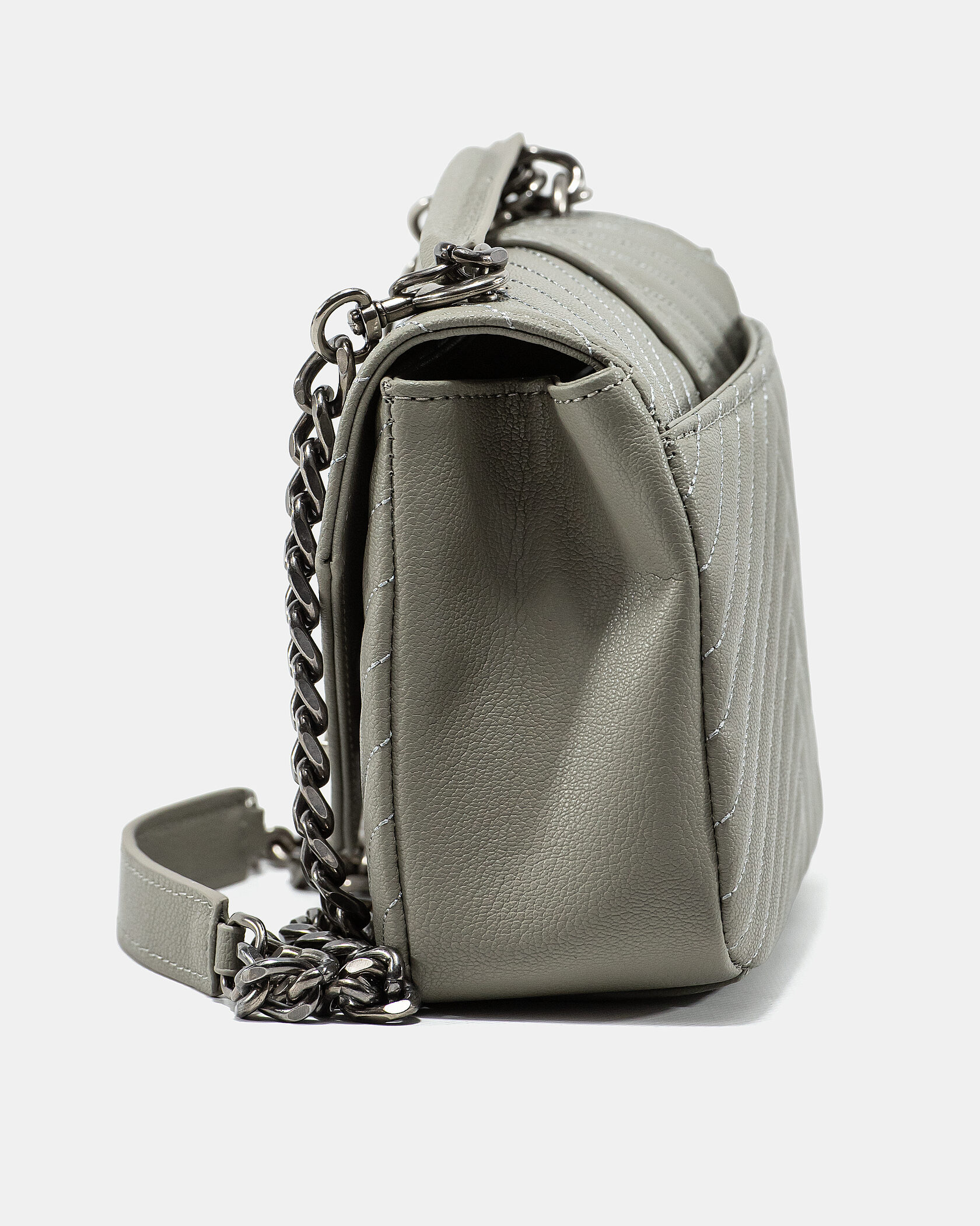 Saint Laurent College Medium in Quilted Leather Grey/Silver - 8