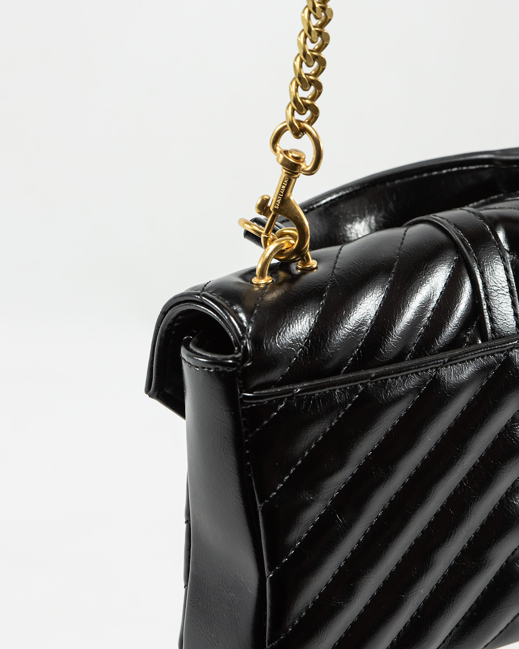 Saint Laurent College Small Top Handle Bag in Black Matelassé Leather - 10