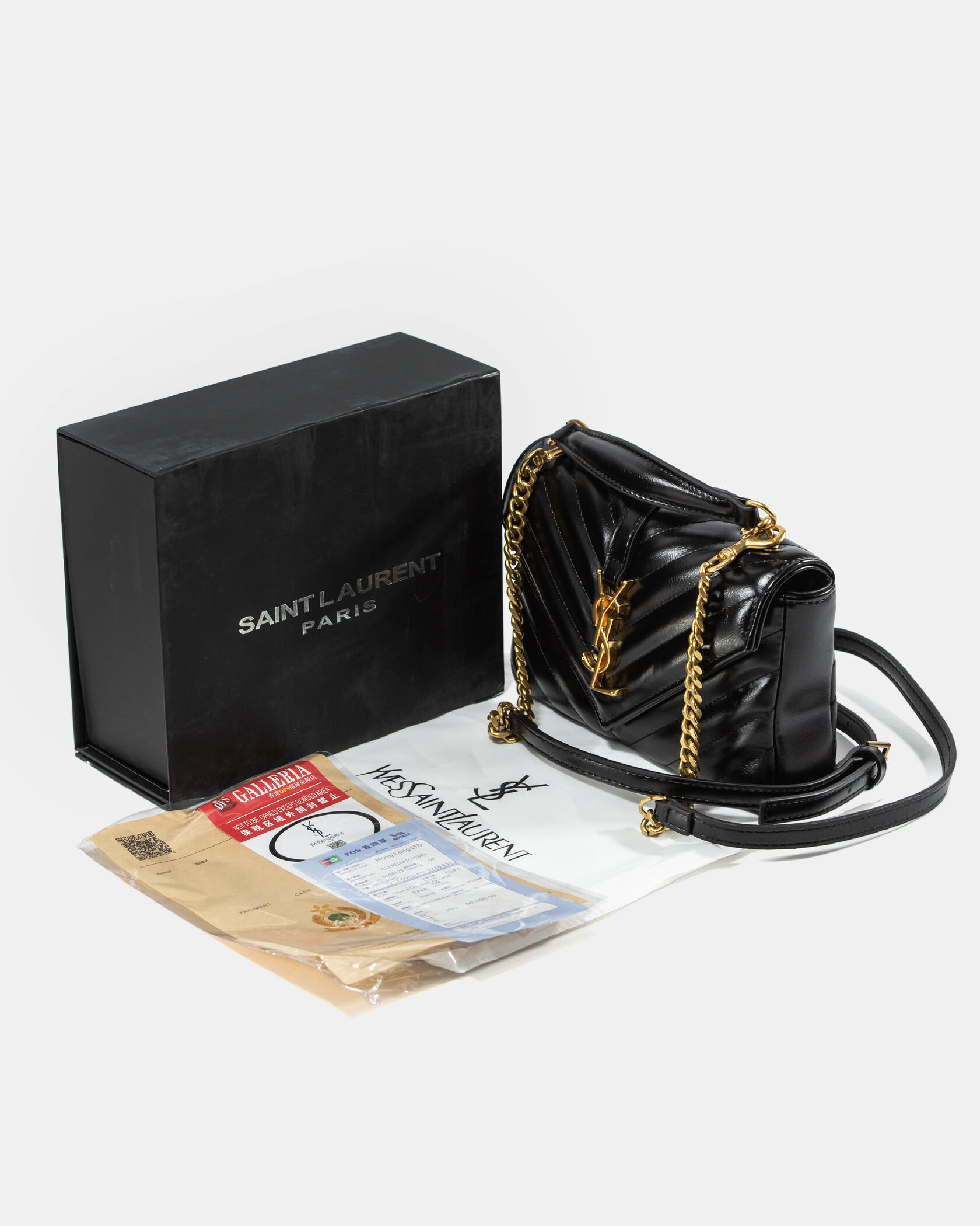 Saint Laurent College Small Top Handle Bag in Black Matelassé Leather - 2