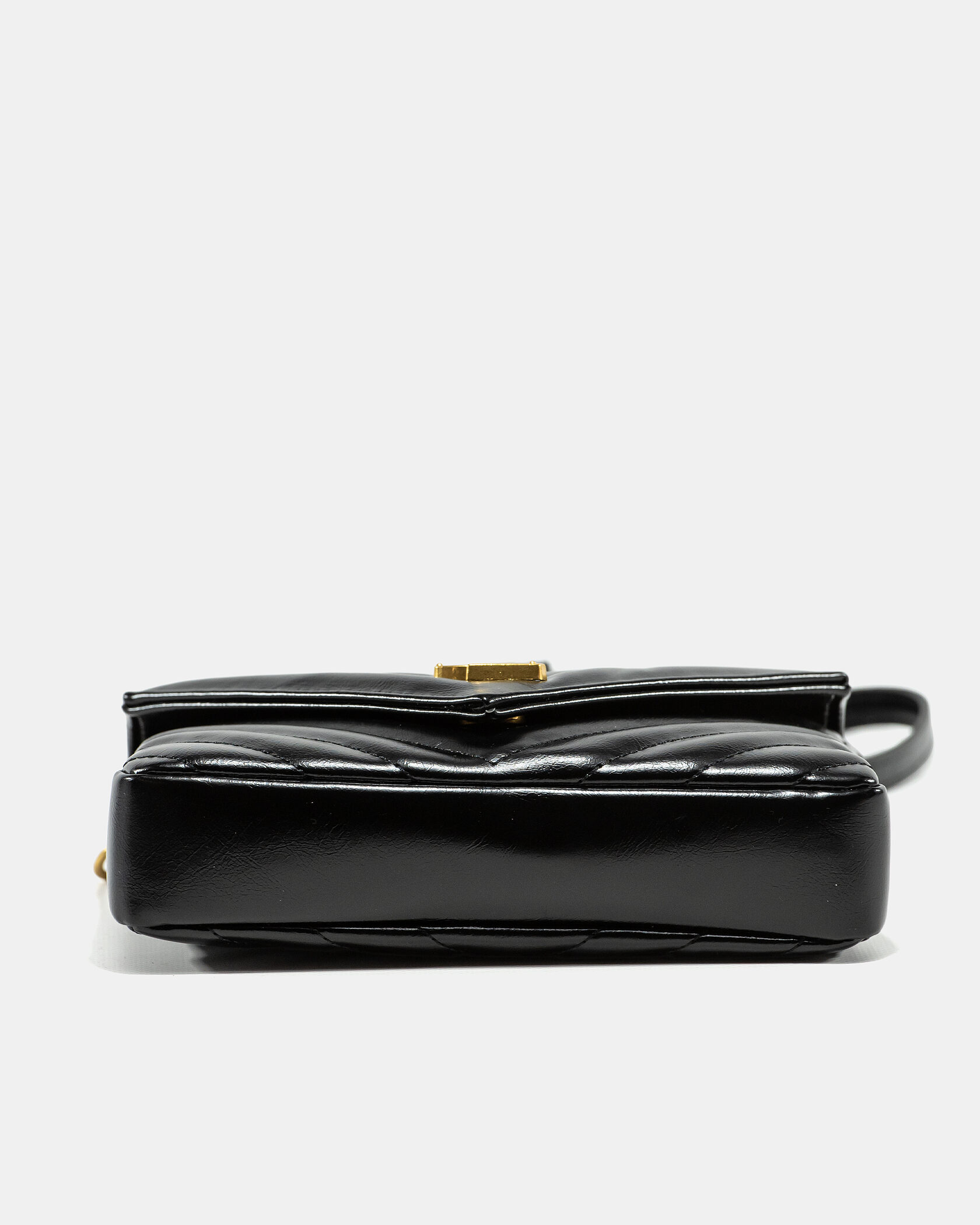 Saint Laurent College Small Top Handle Bag in Black Matelassé Leather - 9