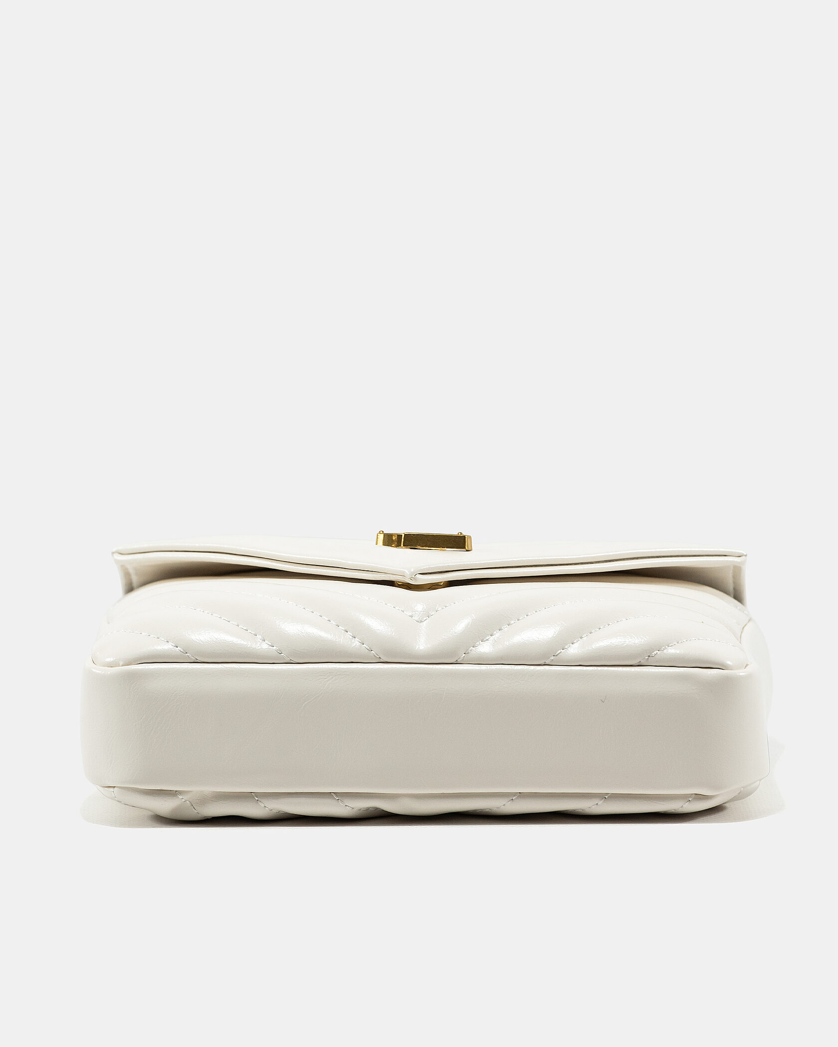 Saint Laurent College Small Top Handle Bag in White Matelassé Leather - 8
