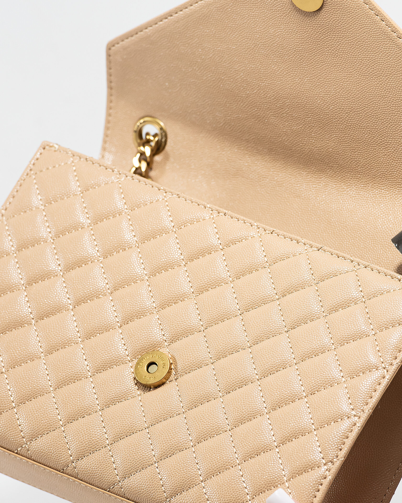 Saint Laurent Envelope Medium In Quilted Leather Beige - 13