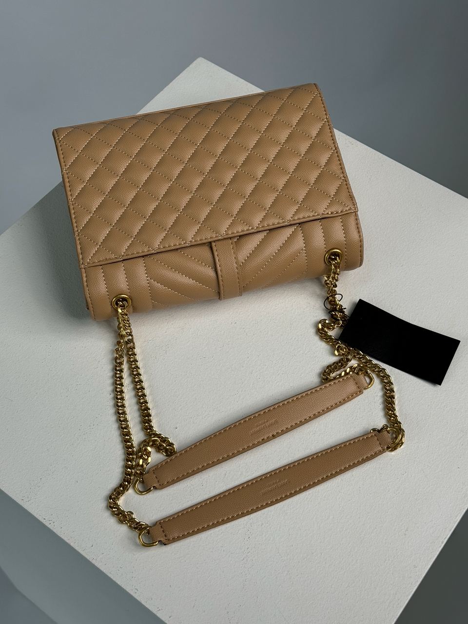 Saint Laurent Envelope Medium In Quilted Leather Beige - 14