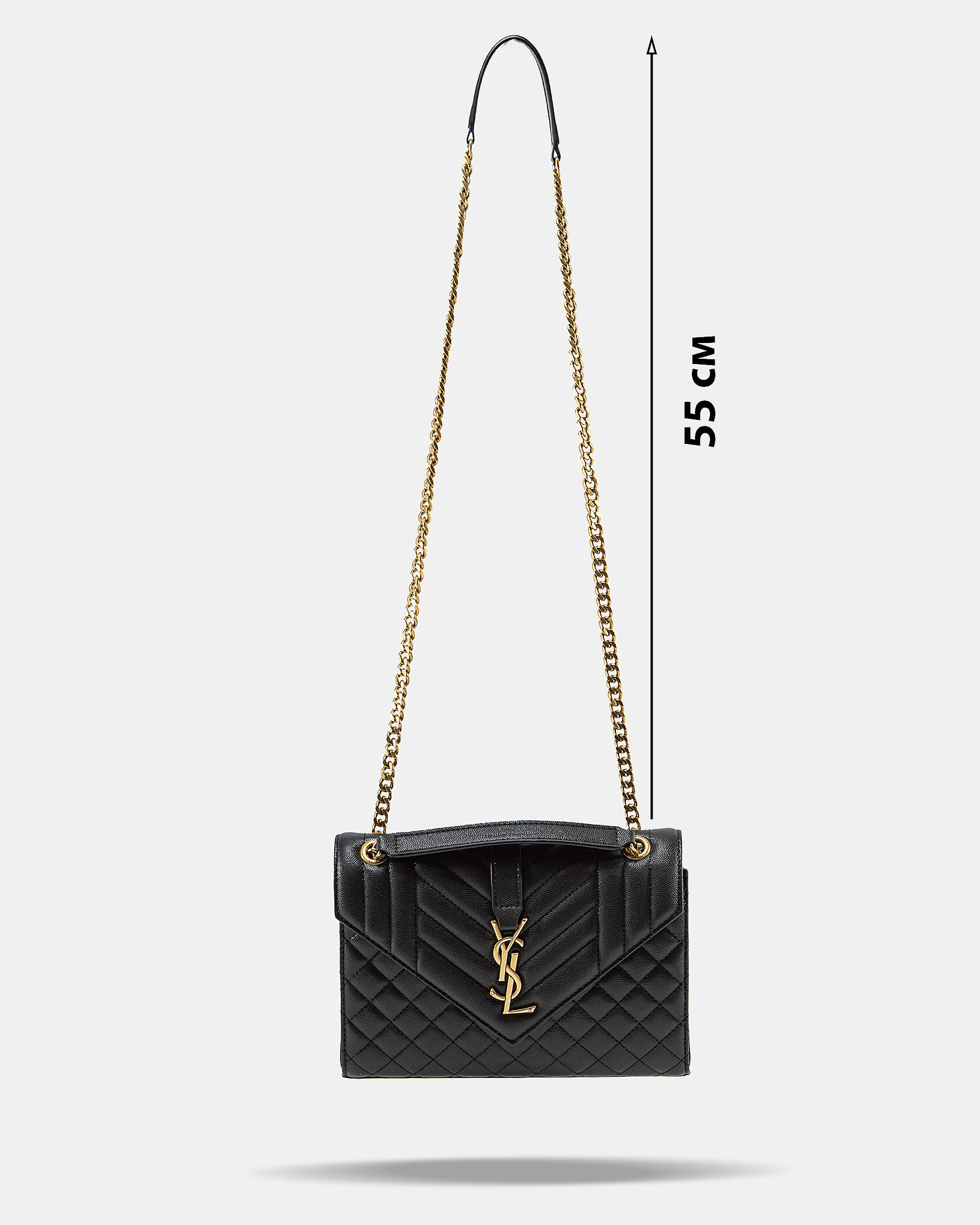 Saint Laurent Envelope Medium In Quilted Leather Black/Gold - 4