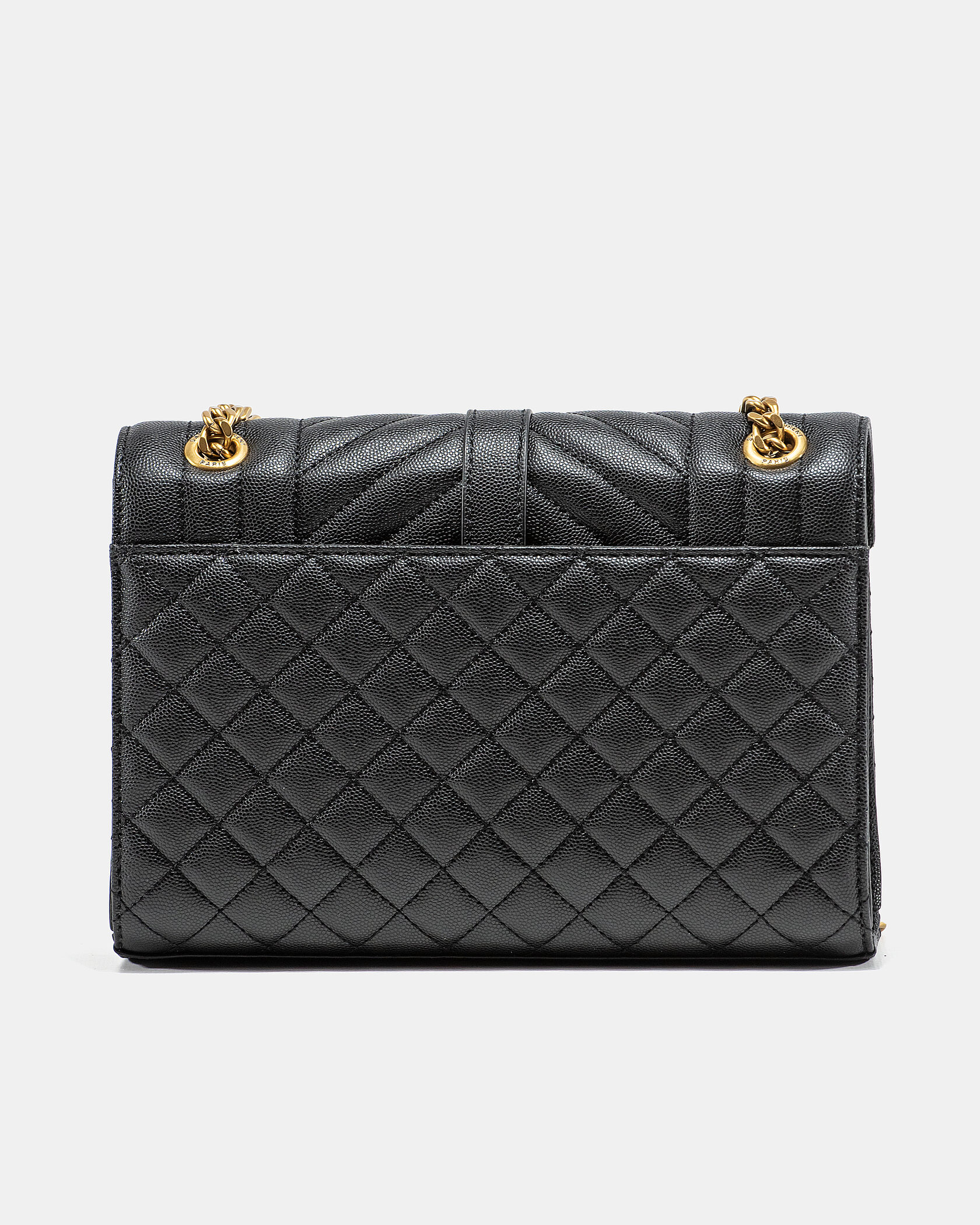 Saint Laurent Envelope Medium In Quilted Leather Black/Gold - 9