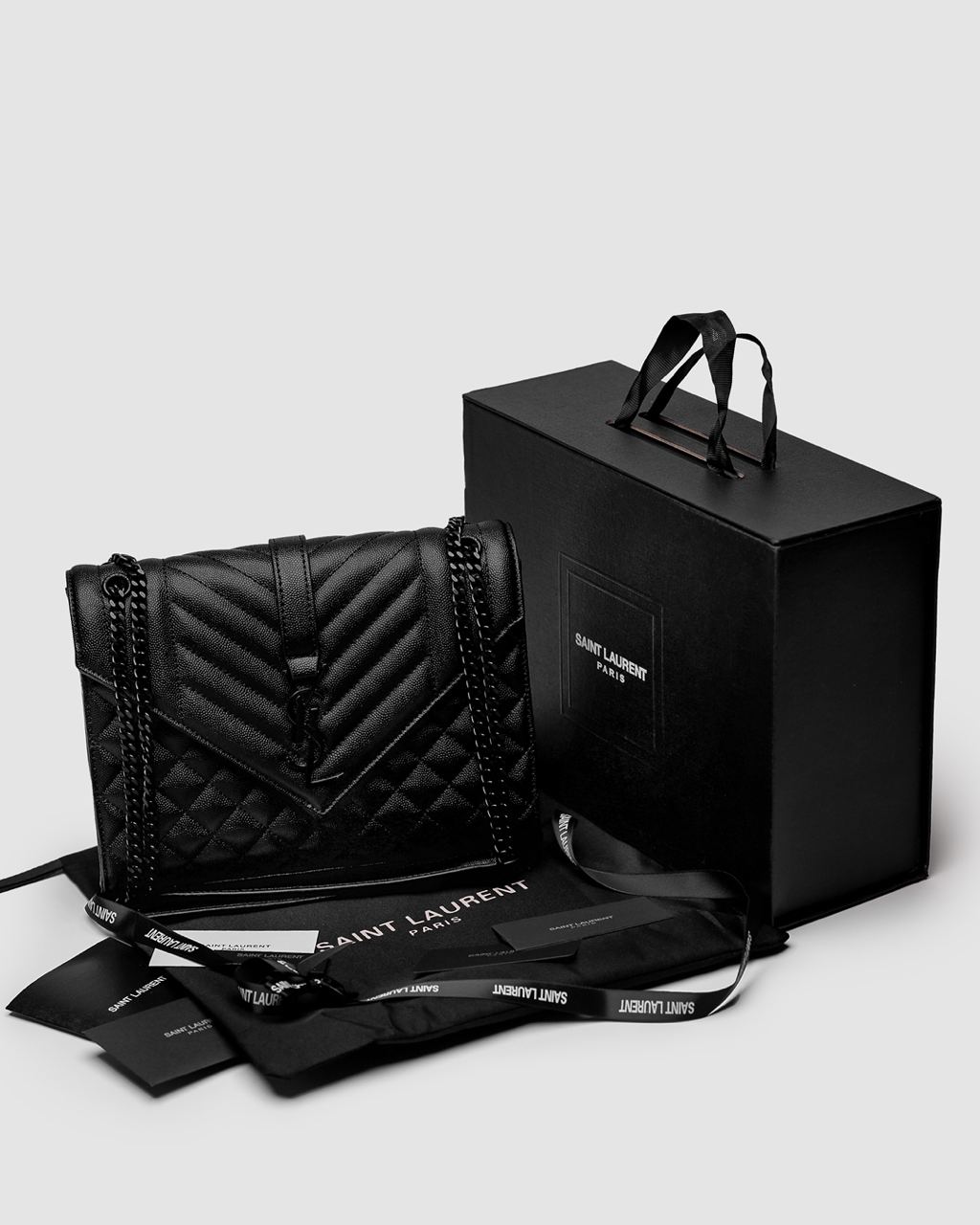 Saint Laurent Envelope Medium In Quilted Leather Black - 3