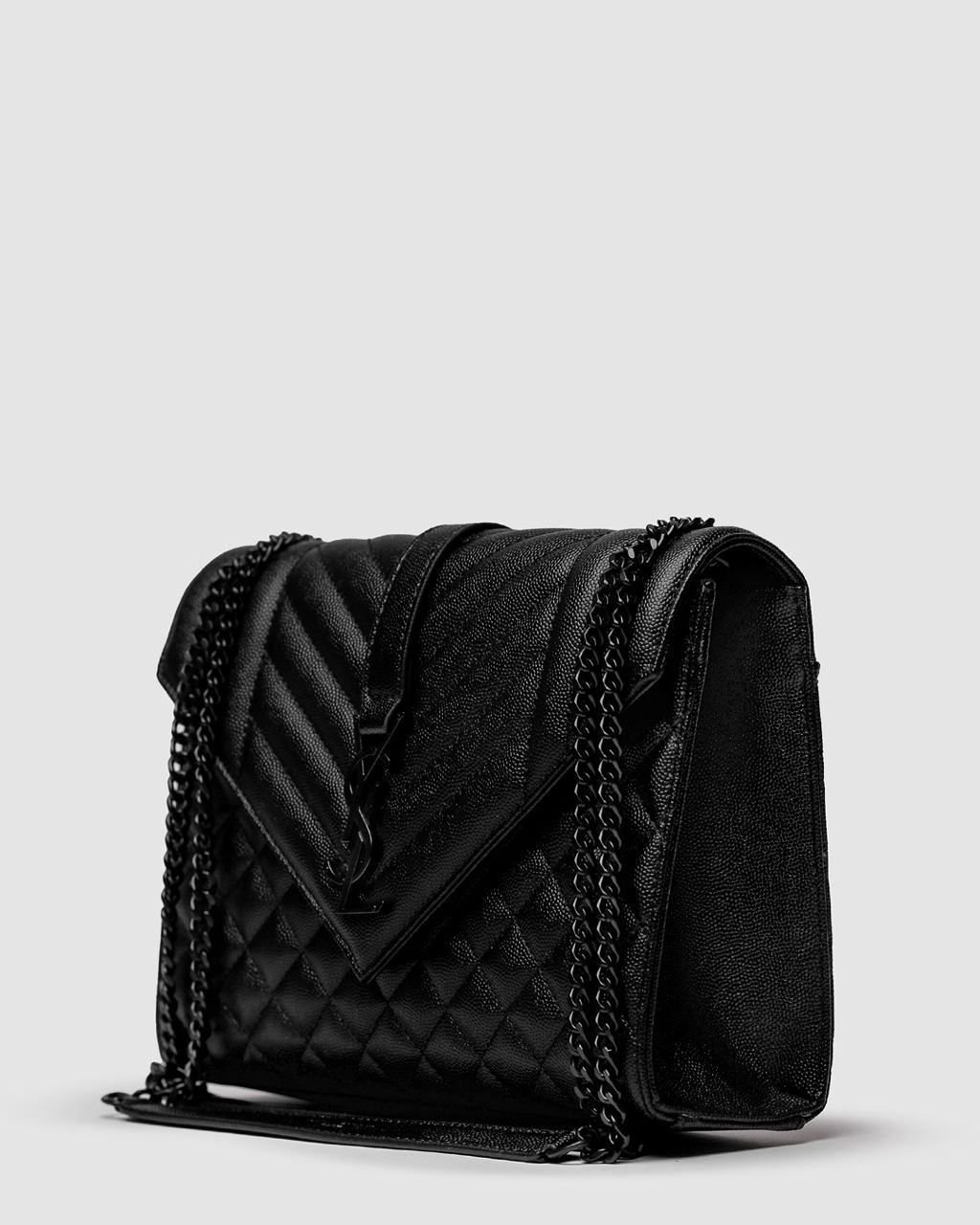 Saint Laurent Envelope Medium In Quilted Leather Black - 6