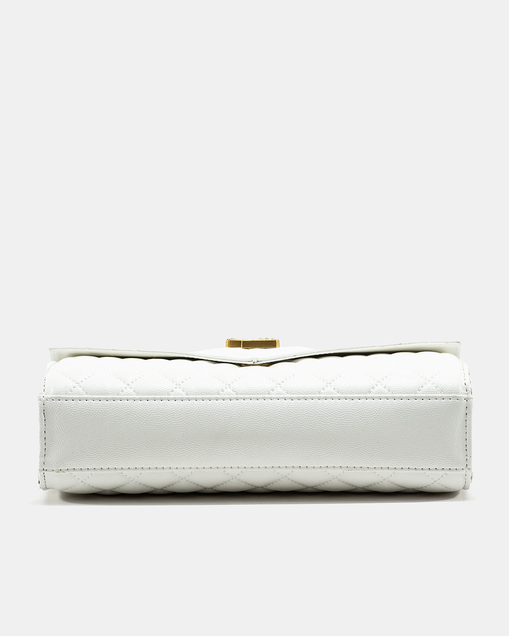 Saint Laurent Envelope Medium In Quilted Leather White/Gold - 11