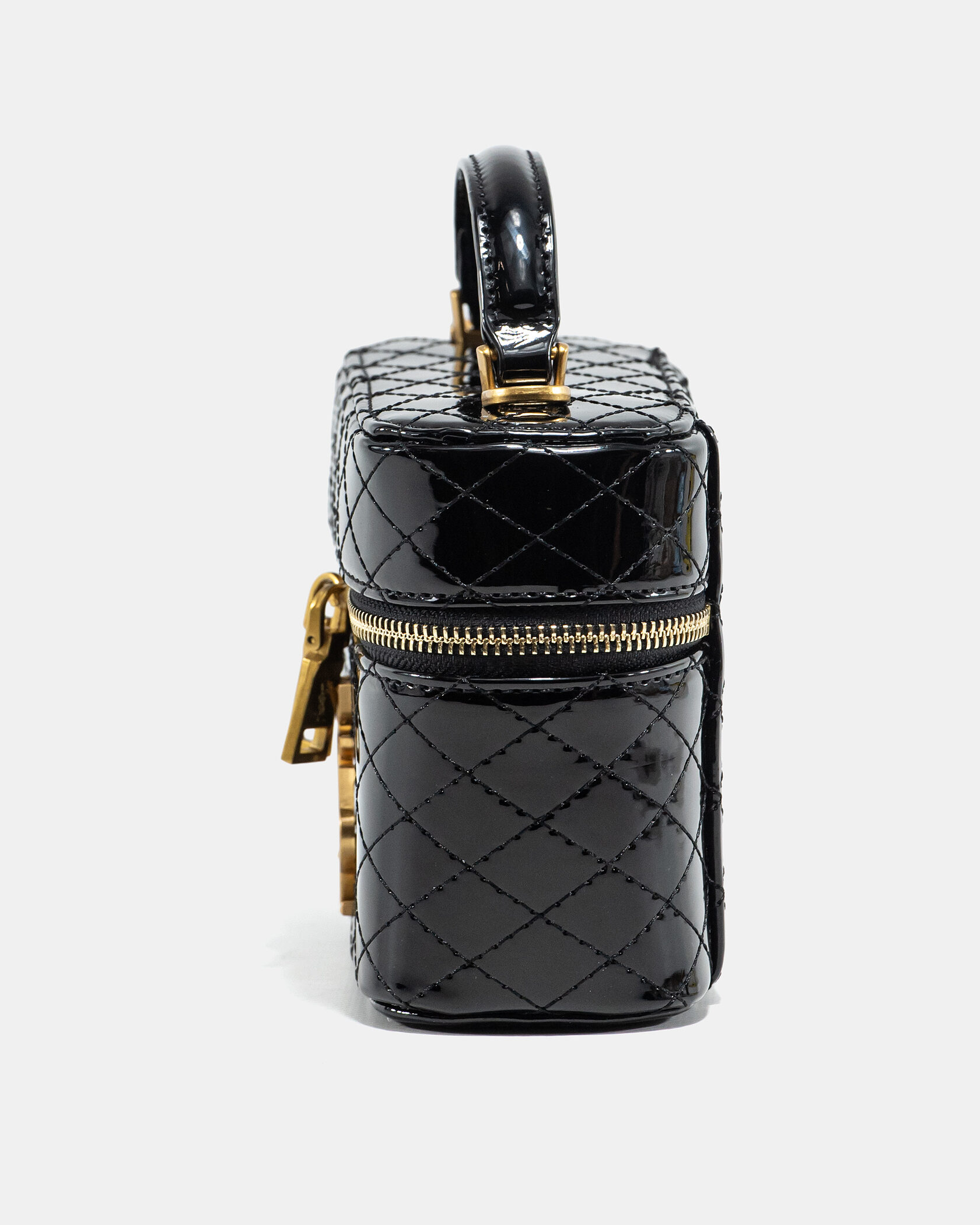 Saint Laurent Gaby Vanity Lacquered Leather Shoulder Bag Black - 6