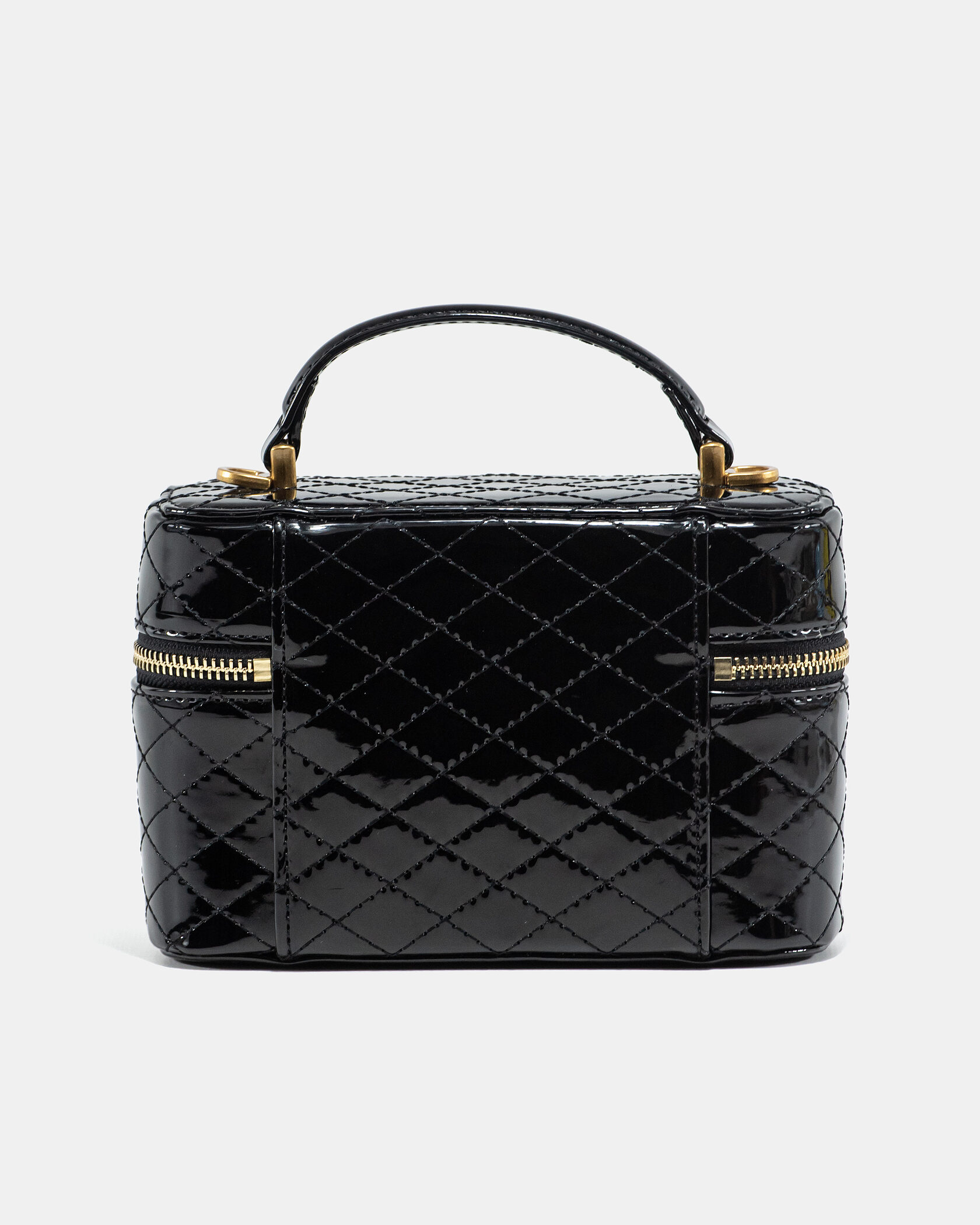 Saint Laurent Gaby Vanity Lacquered Leather Shoulder Bag Black - 7