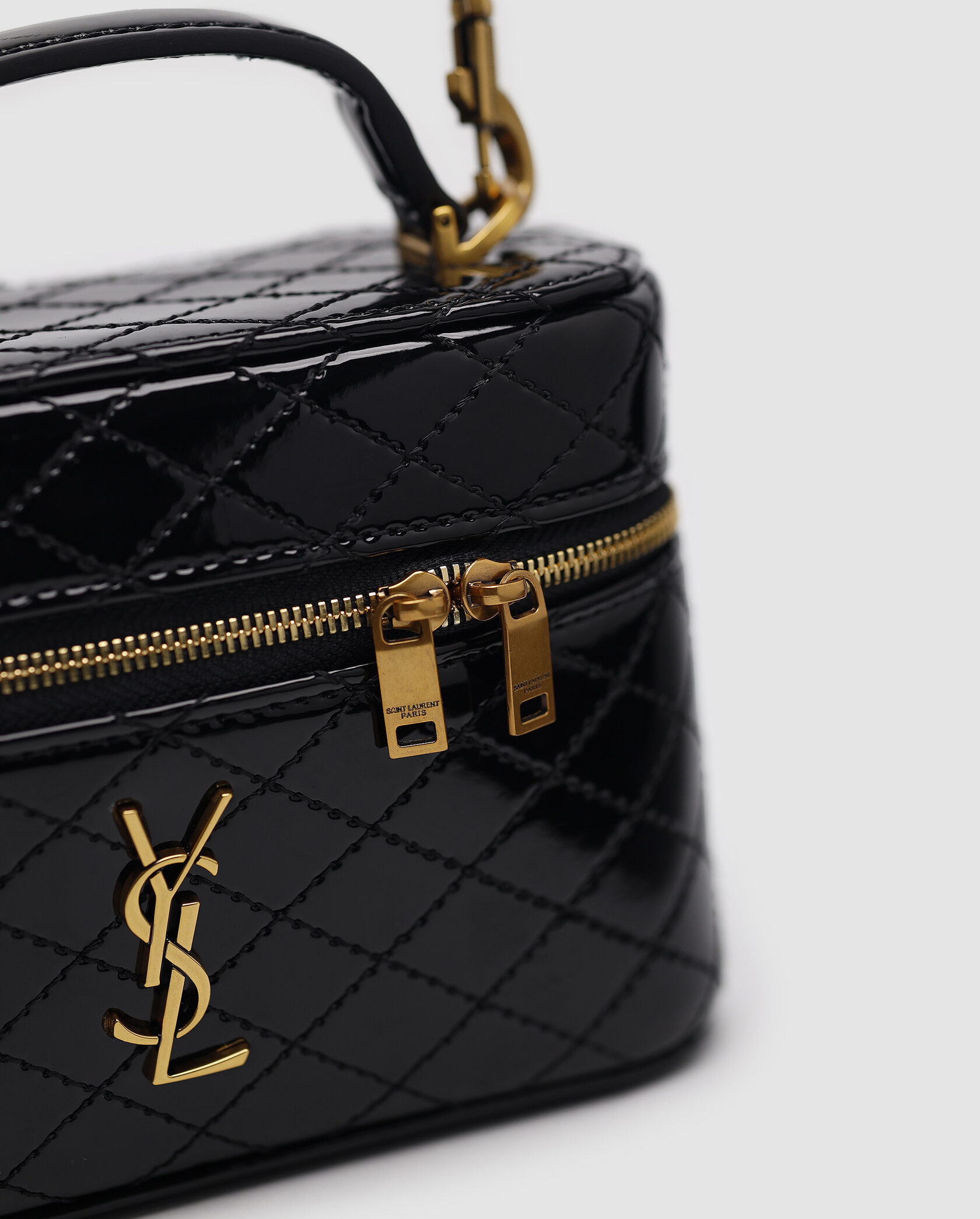 Saint Laurent Gaby Vanity Lacquered Leather Shoulder Bag Black - 4