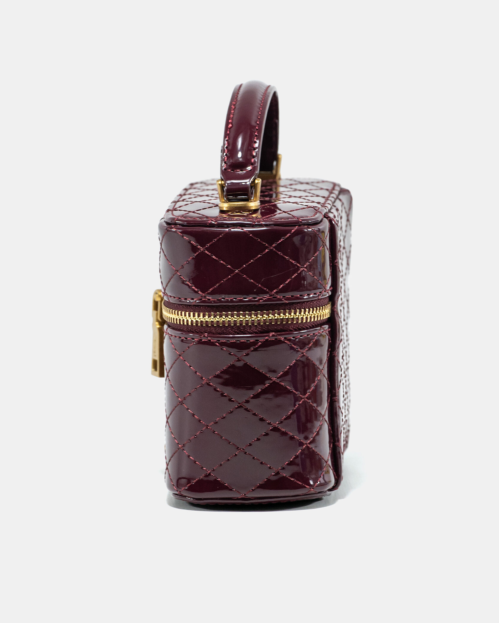 Saint Laurent Gaby Vanity Lacquered Leather Shoulder Bag Burgundy - 8