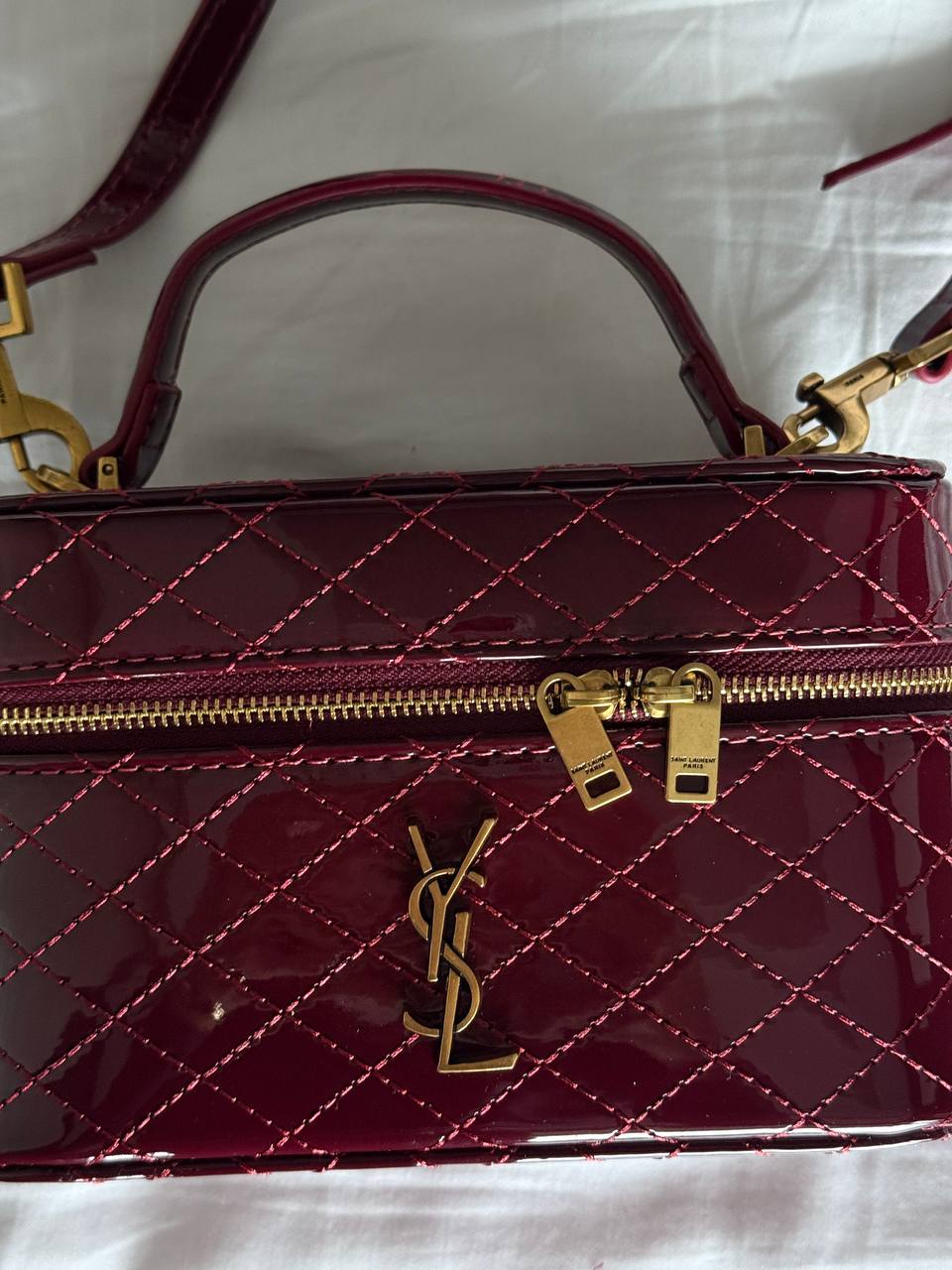 Saint Laurent Gaby Vanity Lacquered Leather Shoulder Bag Red - 7