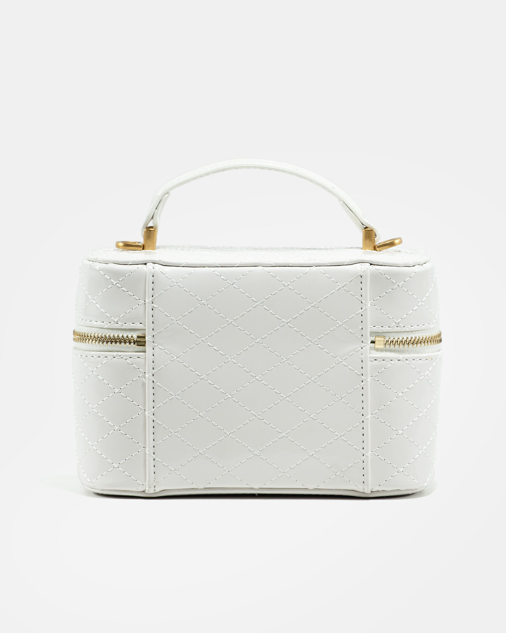 Saint Laurent Gaby Vanity Lacquered Leather Shoulder Bag White - 8